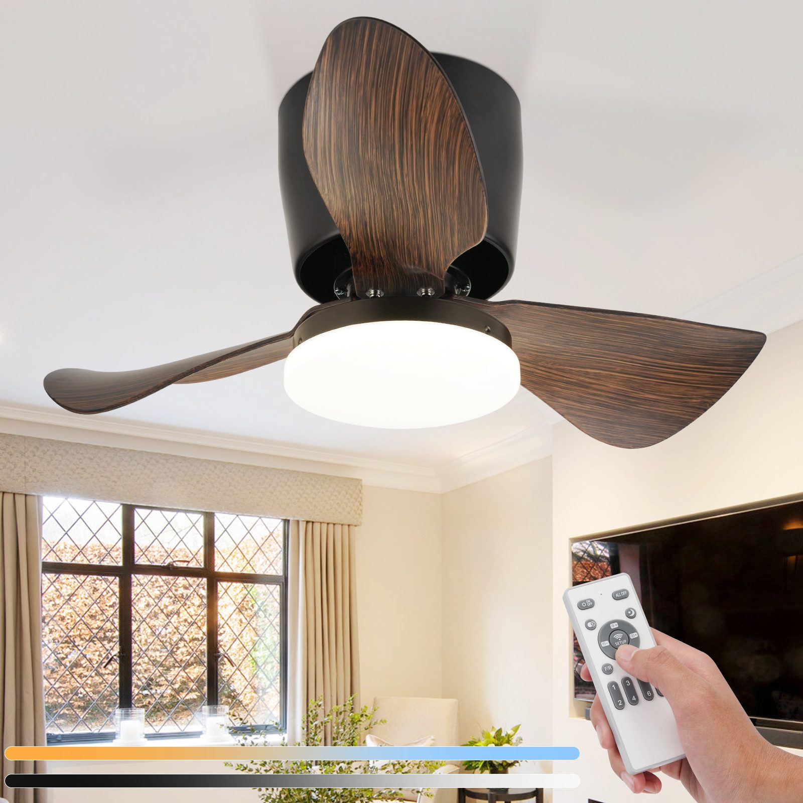 ZMH Deckenventilator mit Beleuchtung Leise 70CM günstig online kaufen