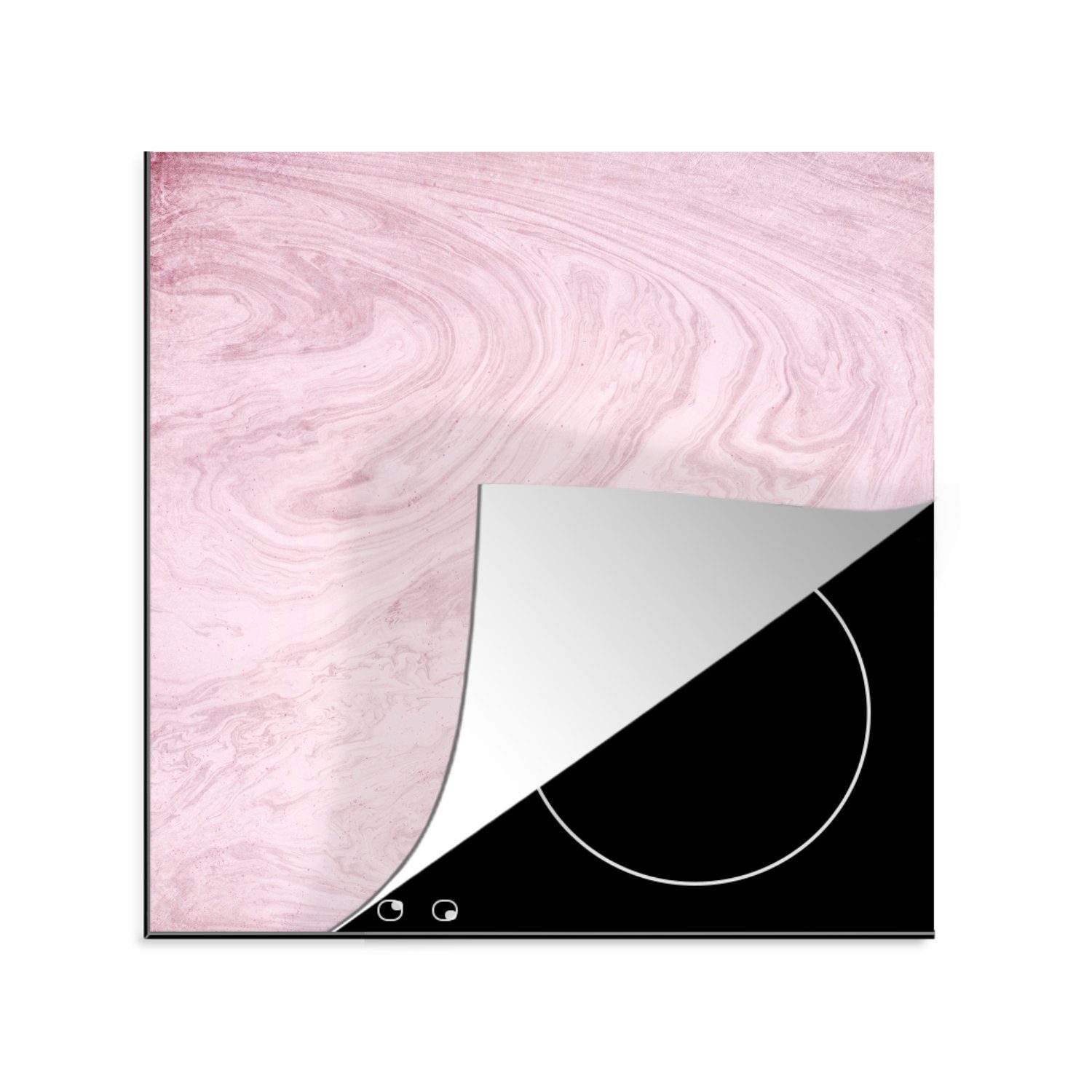 MuchoWow Herdblende-/Abdeckplatte Marmor - Rosa - Muster, Vinyl, (1 tlg), 78x78 cm, Ceranfeldabdeckung, Arbeitsplatte für küche