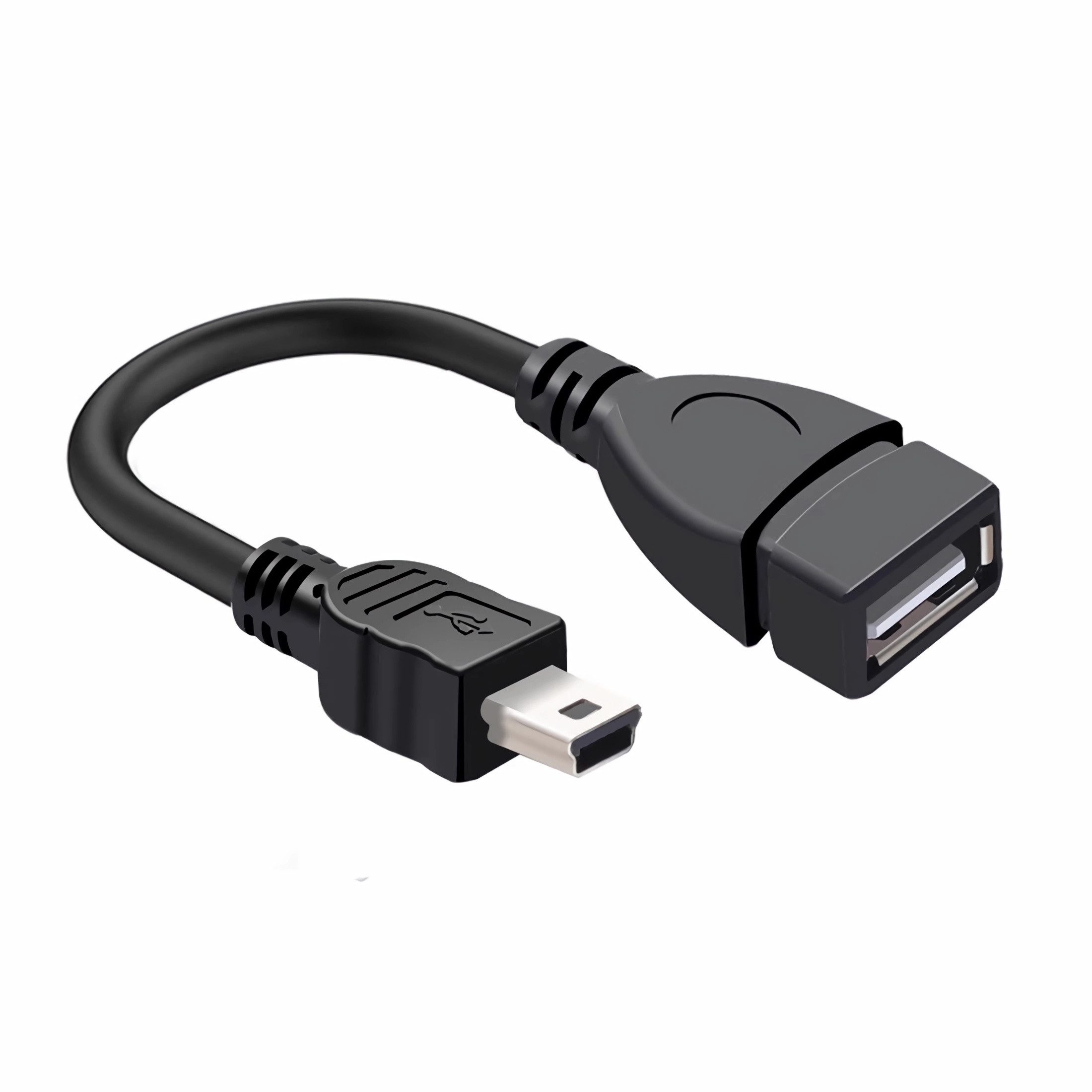Bolwins K21 mini USB Stecker auf USB A Buchse OTG Kabel Adapter 10cm für Radio USB-Kabel, mini USB 5-Pin Stecker, USB 2.0 Typ A Buchse (10 cm), Verlängerung vorhandener USB Kabel