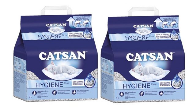 CATSAN Hygienestreu „Catsan Hygiene Plus Katzen-Streu Katzenstreu Katzen Streu Hygienestreu 2x9L“, 2x9L, nicht-klumpend, Extra-Mineralschutz