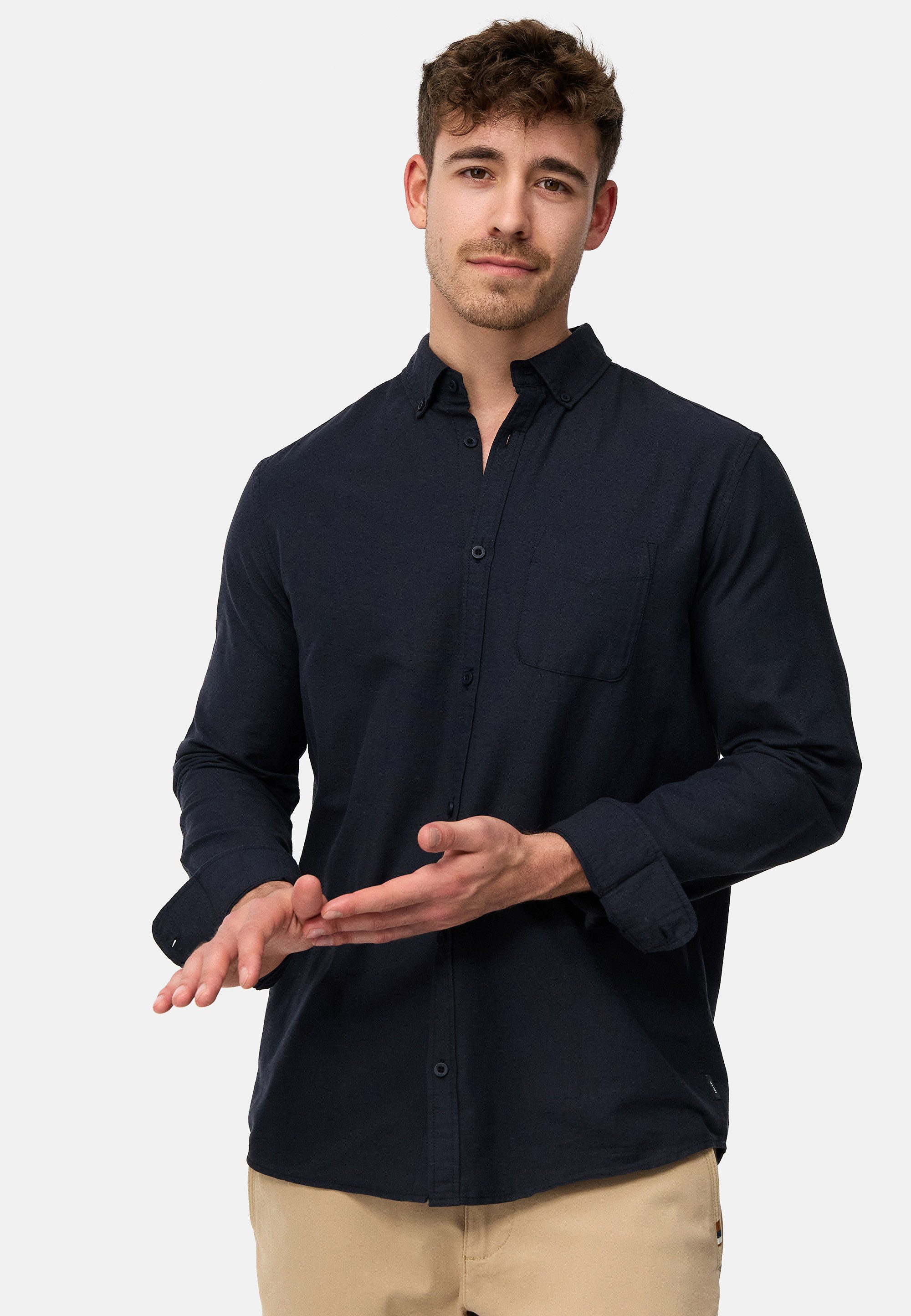 Indicode Langarmhemd Herren Kepner Herrenhemd Langarm mit Button-Down-Krage günstig online kaufen