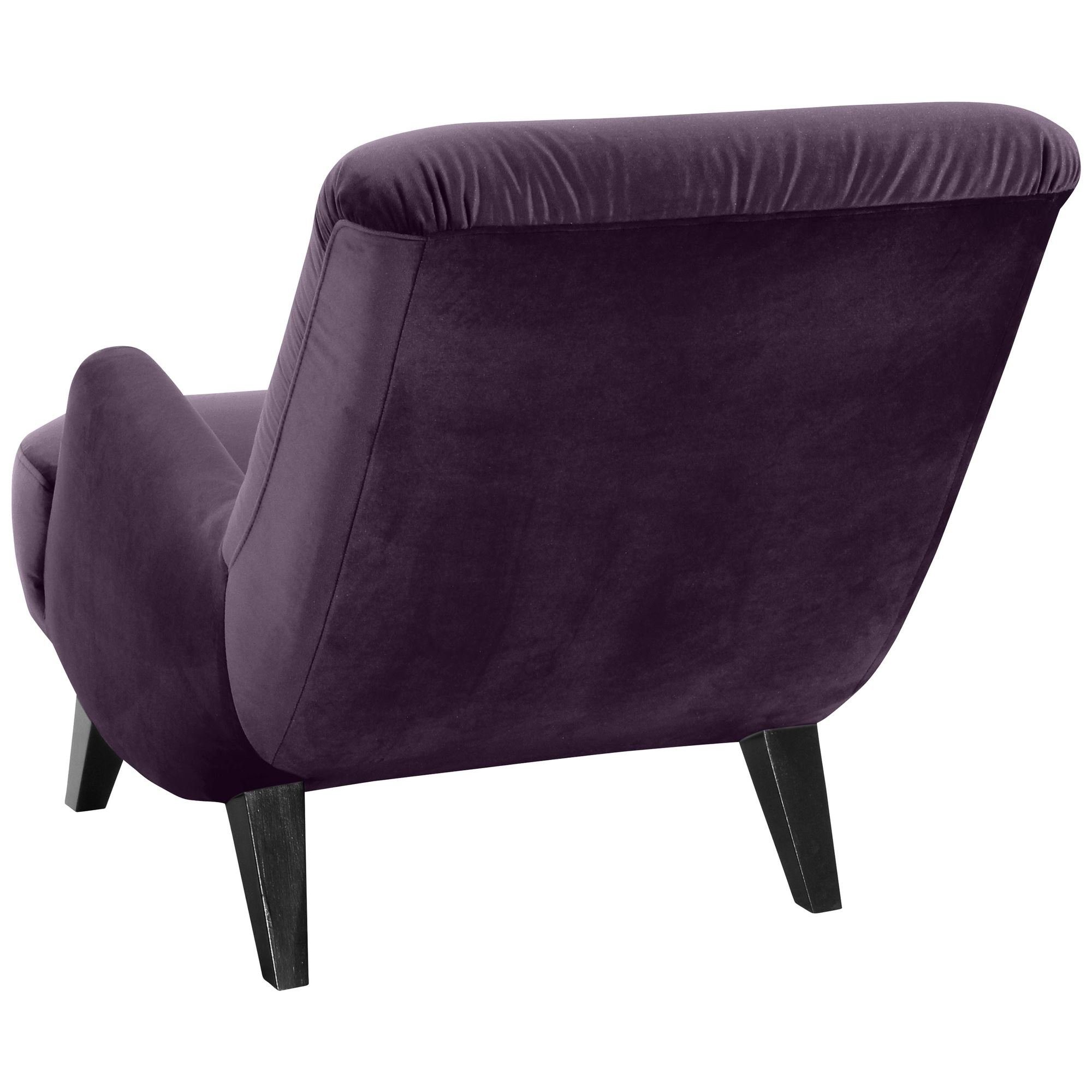 58 aufm Kessel Sessel Sessel purple Bezug Kajsa inkl. schwarz Sitz Versand, Samtvelours Buche verarbeitet,bequemer / Kostenlosem lackiert 1-St), (Sparpreis hochwertig 21292