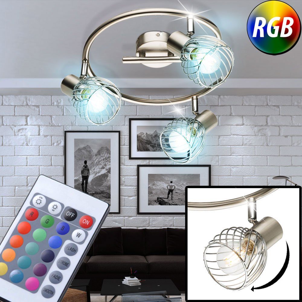 Dimmer Rondell LED etc-shop Fernbedienung inklusive, Lampe Farbwechsel, Warmweiß, Leuchte Leuchtmittel Decken Deckenleuchte, Käfig