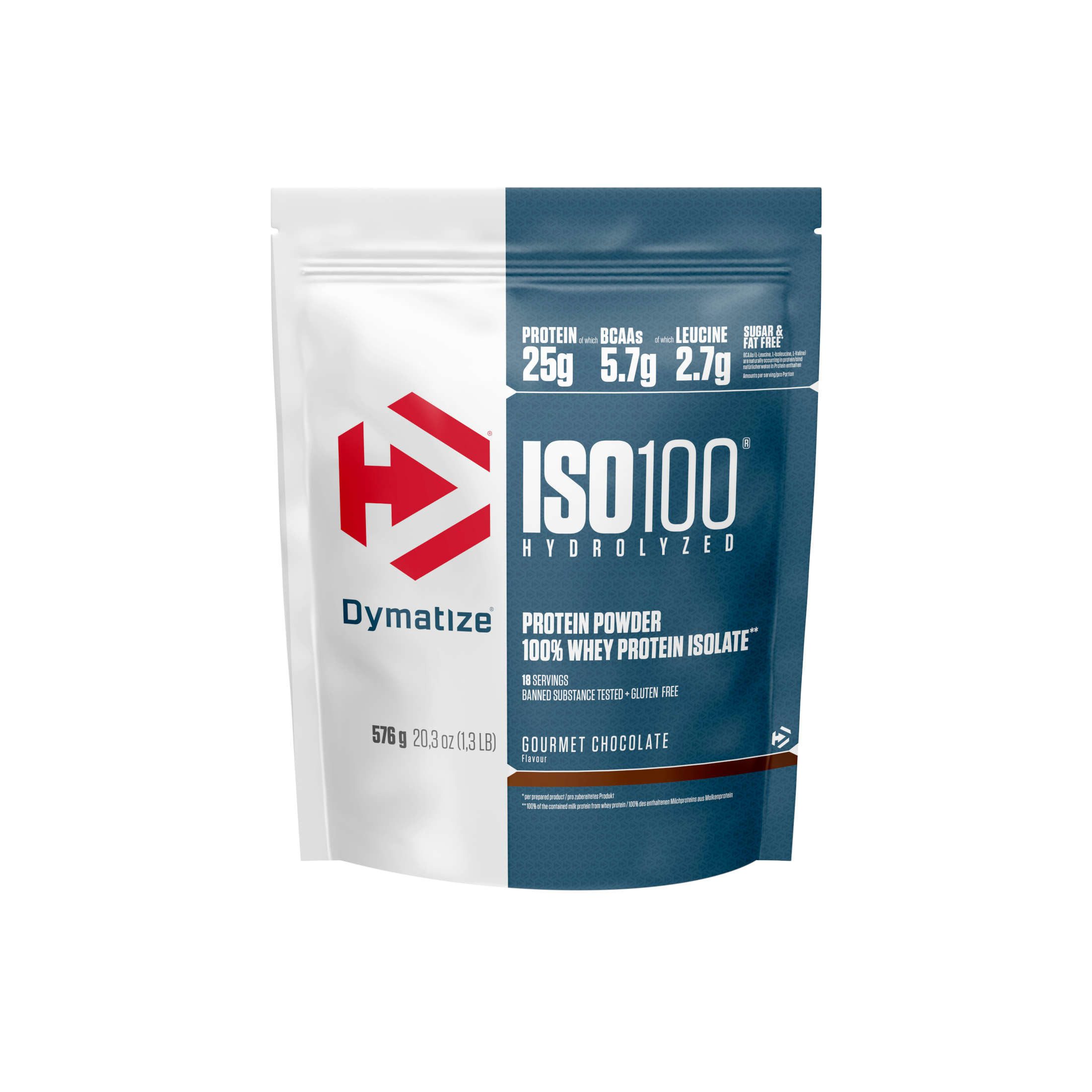 Dymatize Whey Protein Shake ISO 100 Hydrolyzed Gourmet Chocolate 576 g Pulver, 576 g