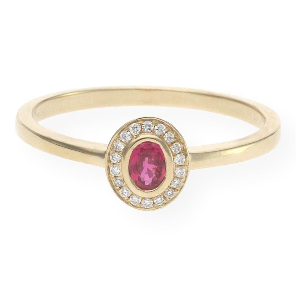 JuwelmaLux Fingerring JuwelmaLux Ring 585/000 (14 Karat) Gold mit Rubin und Brillanten JL10- (kein Set, 1-tlg)