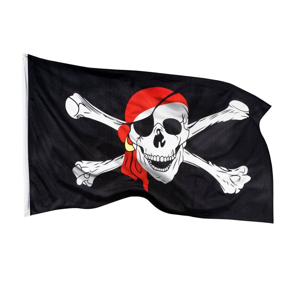 PHENO FLAGS Flagge Piraten Flagge 90 x 150 cm Piratenflagge Fahne Pirat (Hissflagge für Fahnenmast), Inkl. 2 Messing Ösen