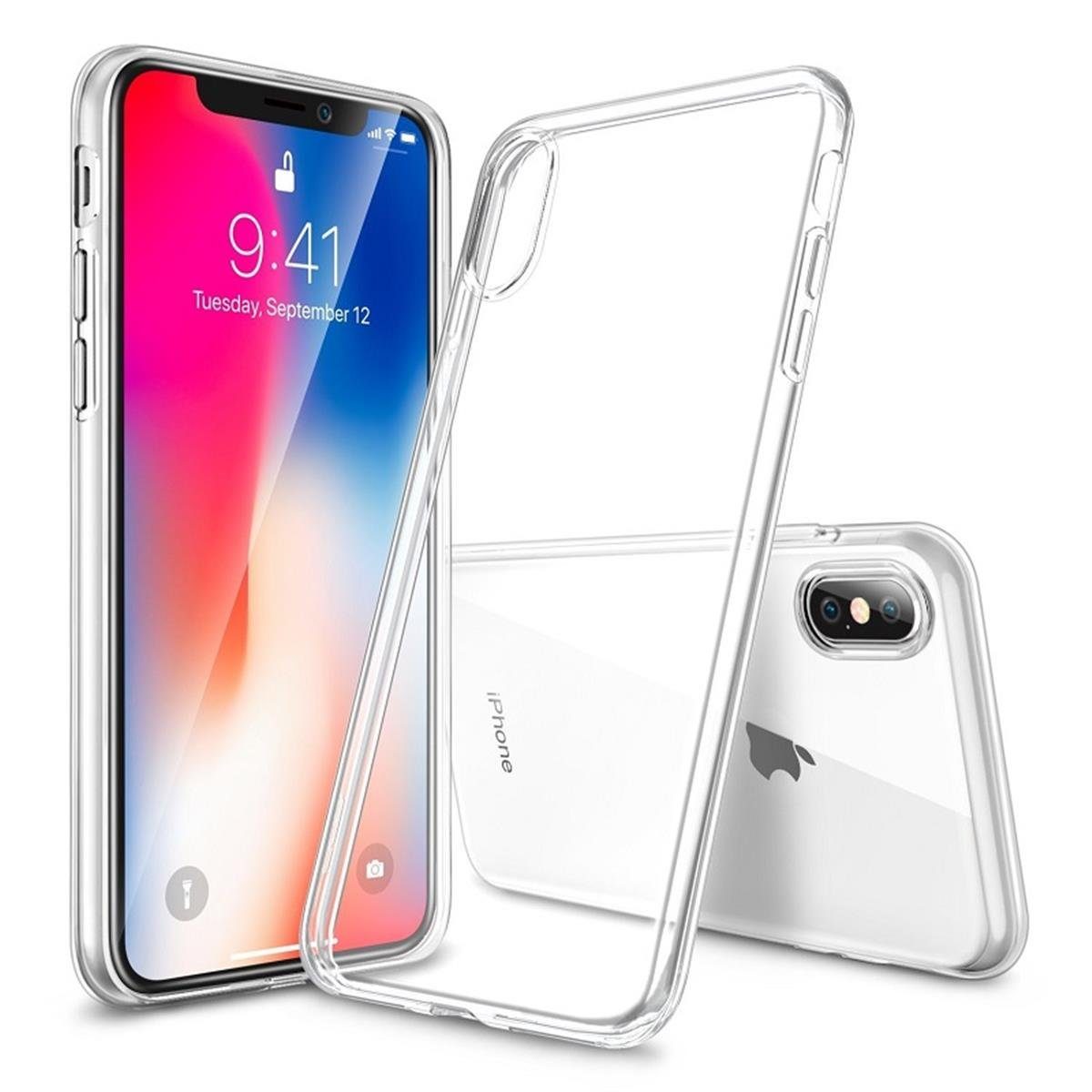 CoverKingz Handyhülle Hülle für Apple iPhone Xs Handyhülle Case Slim Silikon Cover, Schutzhülle Handy Hülle Silikoncover Bumper transparent