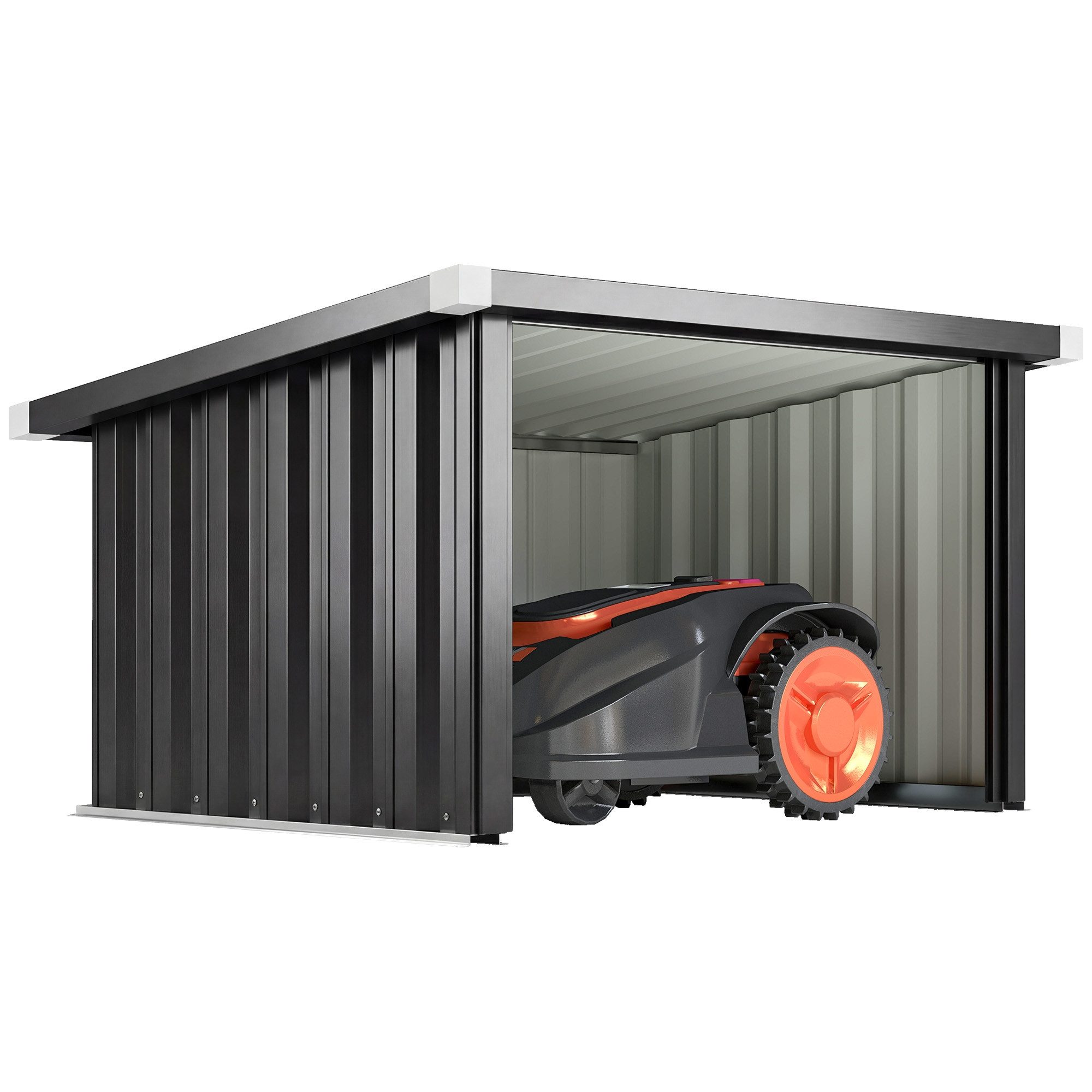 MC Star Mähroboter-Garage Mähroboter Garage Stahl 108 x 86 x 62,5 cm Rasenroboter Garage, (mit Pultdach Schutzkante Verzinkte Stahl)