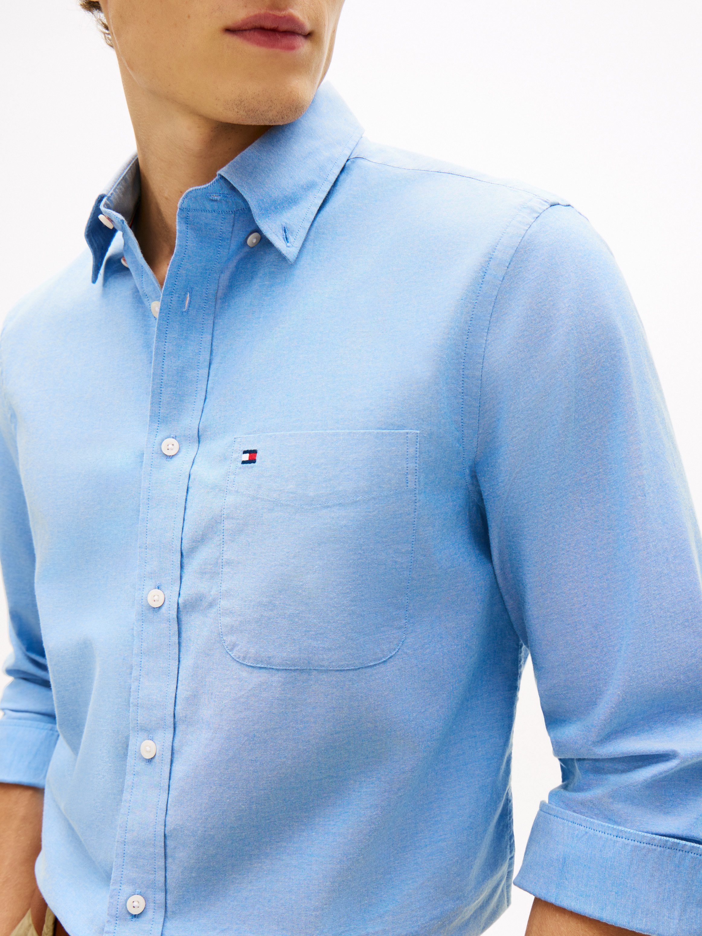 Tommy Hilfiger Langarmhemd LIGHT OXFORD SOLID Slim Fit