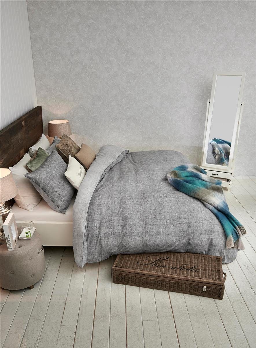 Bettwäsche Coughton Court Anthracite 135X200+1.80X80 Anthrazit Renforcé 135, Rivièra Maison, Baumolle, 2 teilig, Bettbezug Kopfkissenbezug Set kuschelig weich hochwertig