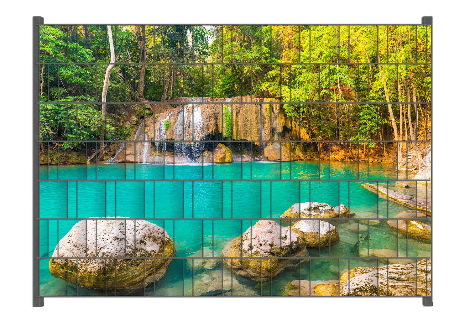Wallario Sichtschutzstreifen Paradiesischer Wasserfall, für Stabmattenzäune geeignet