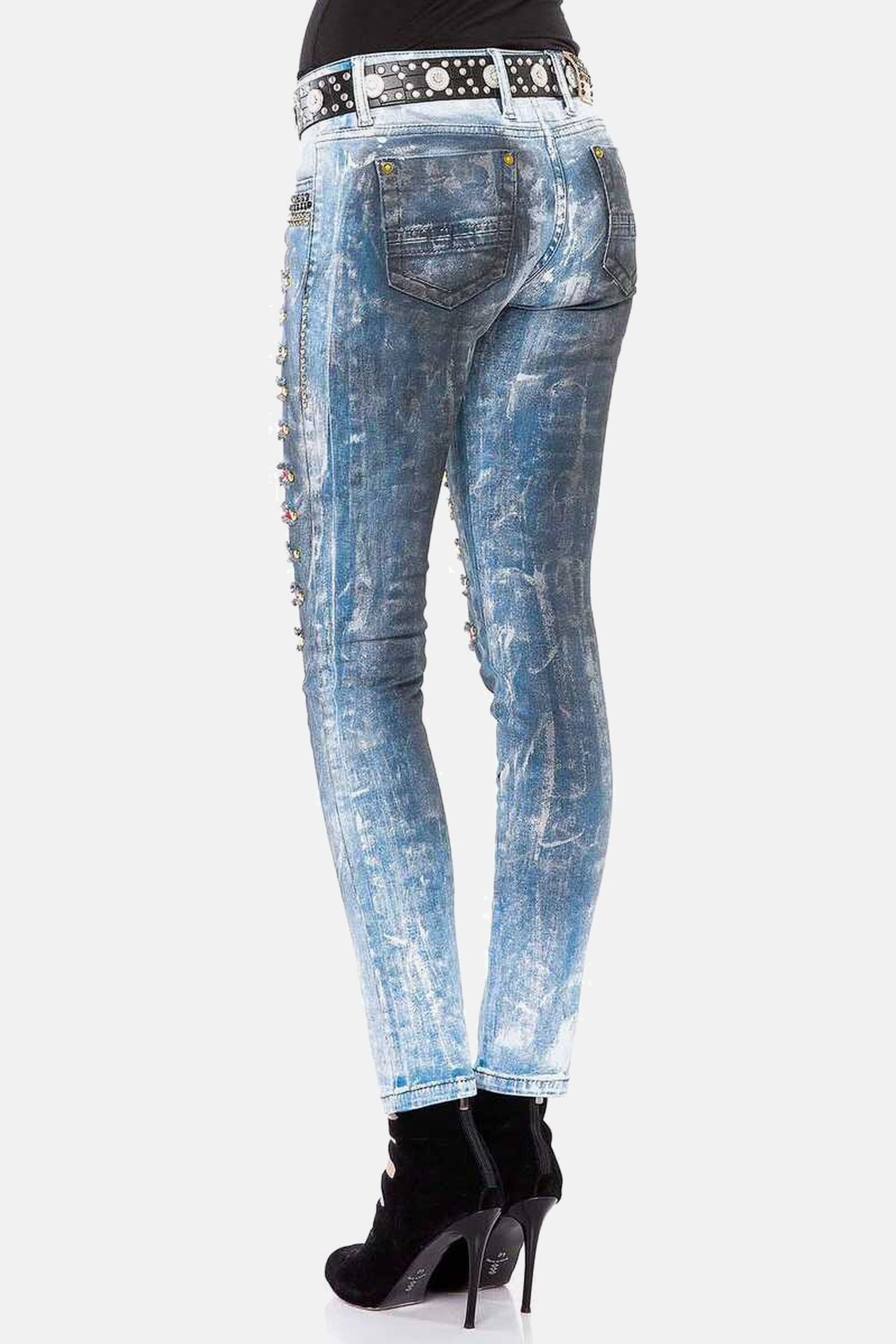 Cipo & Baxx Slim-fit-Jeans Jeans mit Nietenbesatz, WD-375