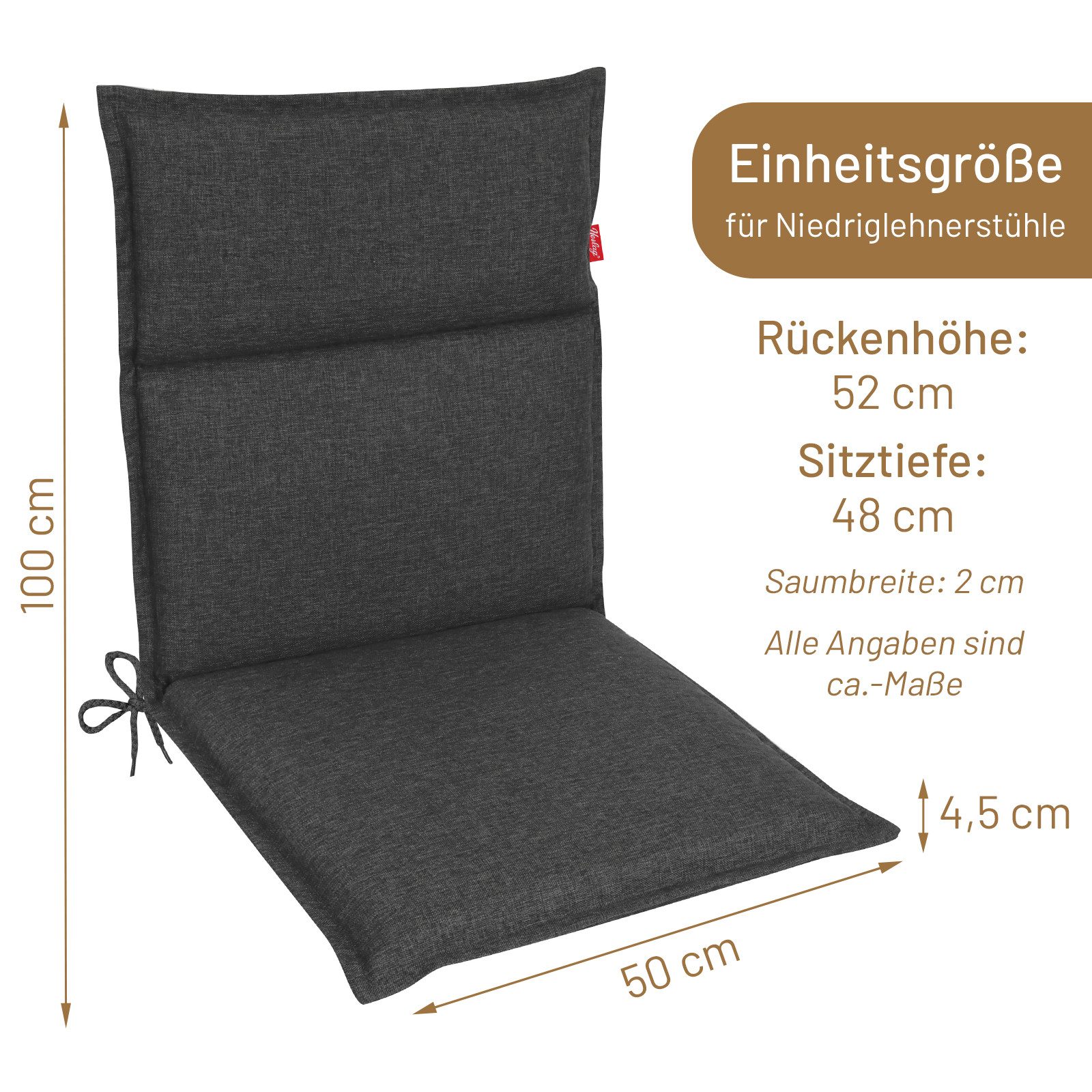 Herlag Polsterauflage Bea, (1 St), Gartenstuhlauflage Niedriglehner Wasserabweisend UV-Schutz