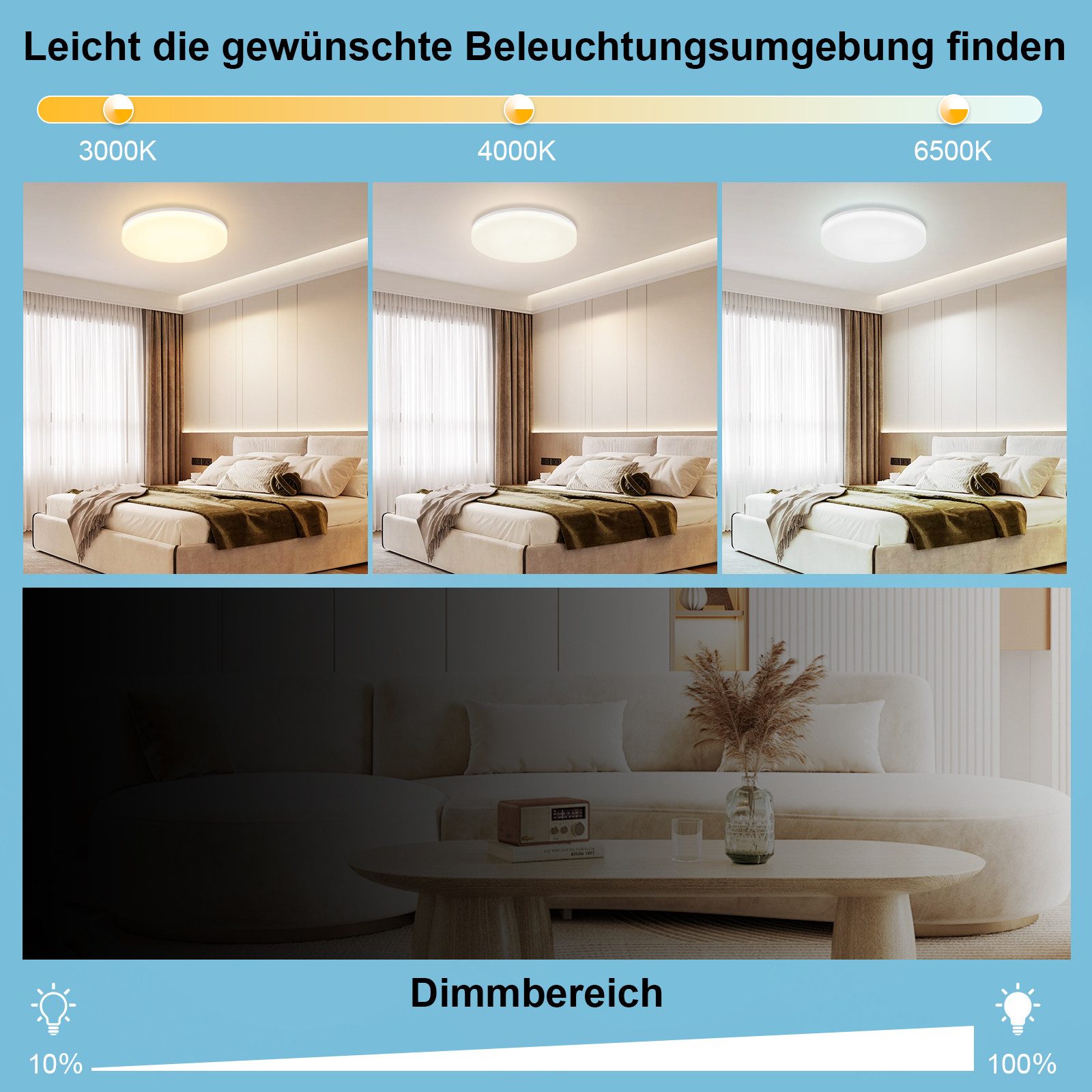 ZMH LED Deckenleuchte Dimmbar RGB Schlafzimmerlampe günstig online kaufen