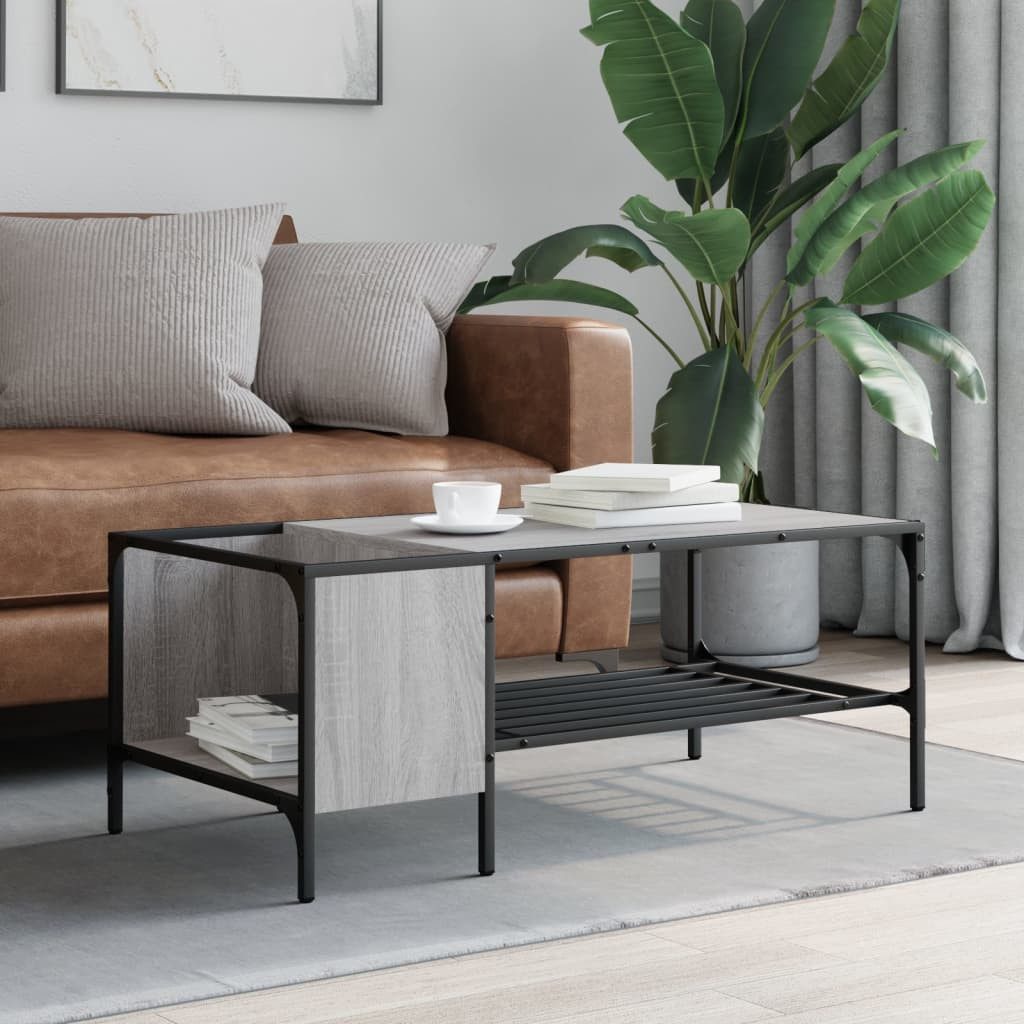 vidaXL Couchtisch Couchtisch mit Regal Grau günstig online kaufen