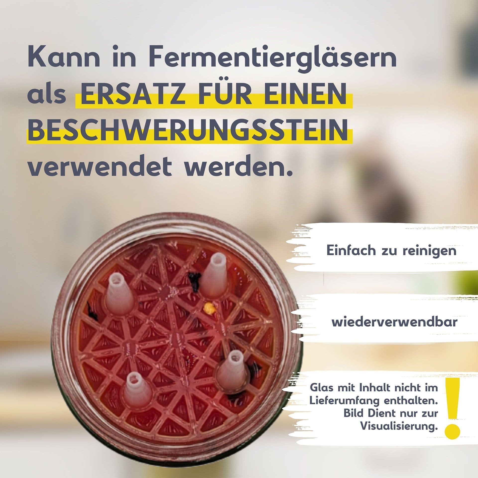 mikken Fermentationsdeckel Eintauchgitter zum Fermentieren Fermentationsgitter 7 cm TO82, (Spar-Set, 12-tlg), PVC-frei, BPA-frei, Ø 7cm, Öffnung 71-72 mm