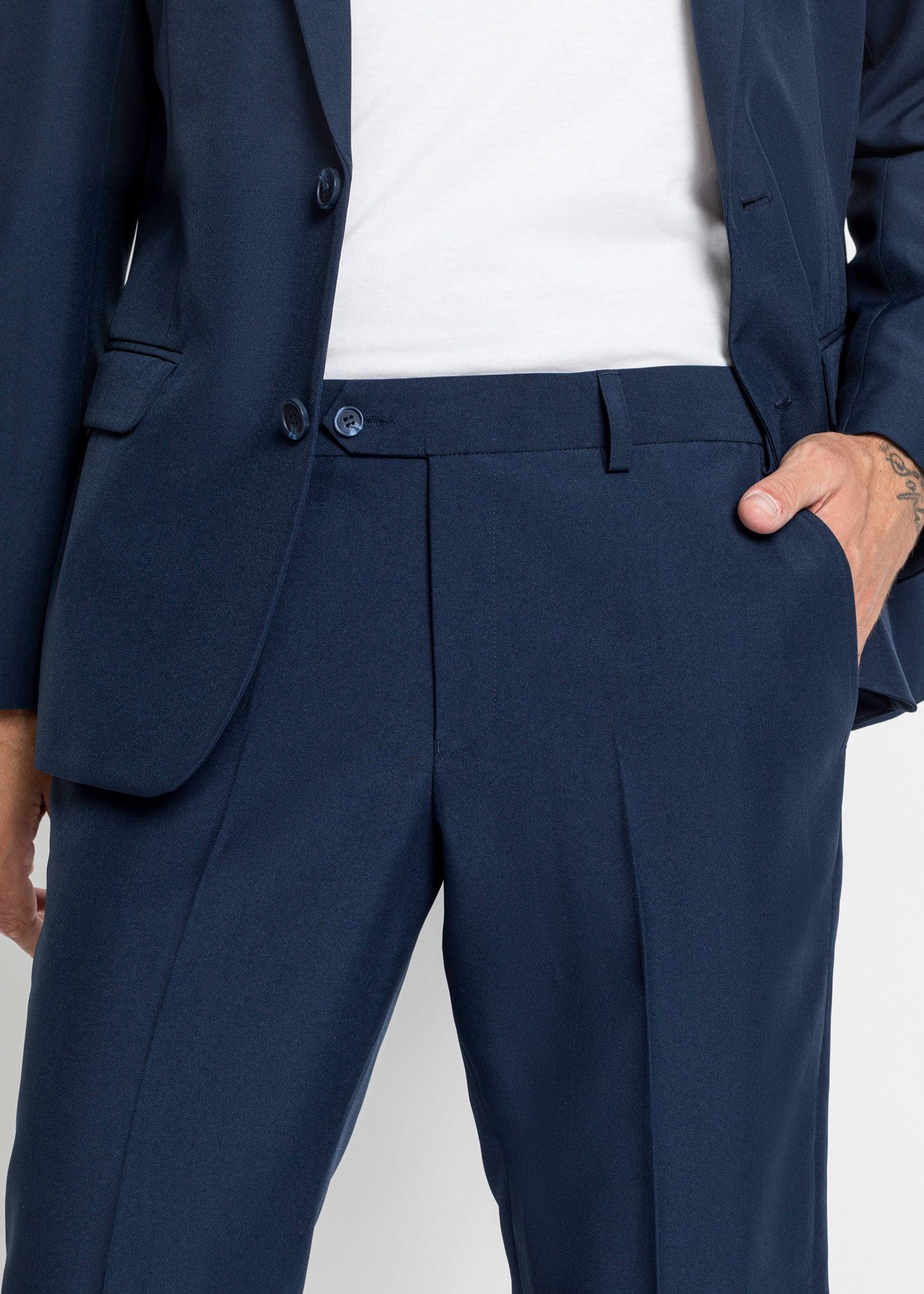bonprix Anzug (Set, 2-tlg) zweiteiliges Set mit Sakko und Hose, aus Polyester, Casual Stil