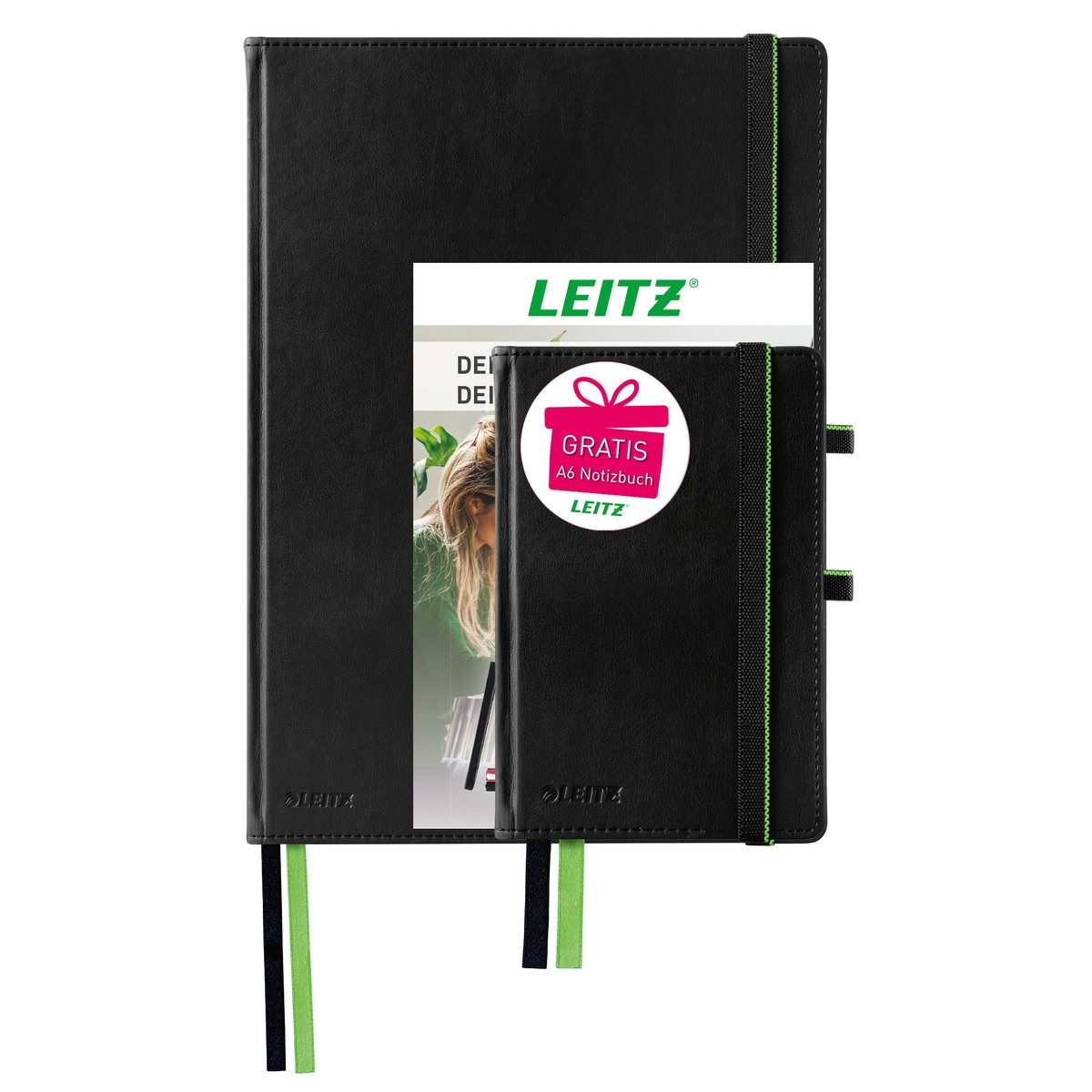 LEITZ Notizbuch Leitz Notizbuch Complete kariert schwarz DIN A4 + gratis A6 Notizbuch