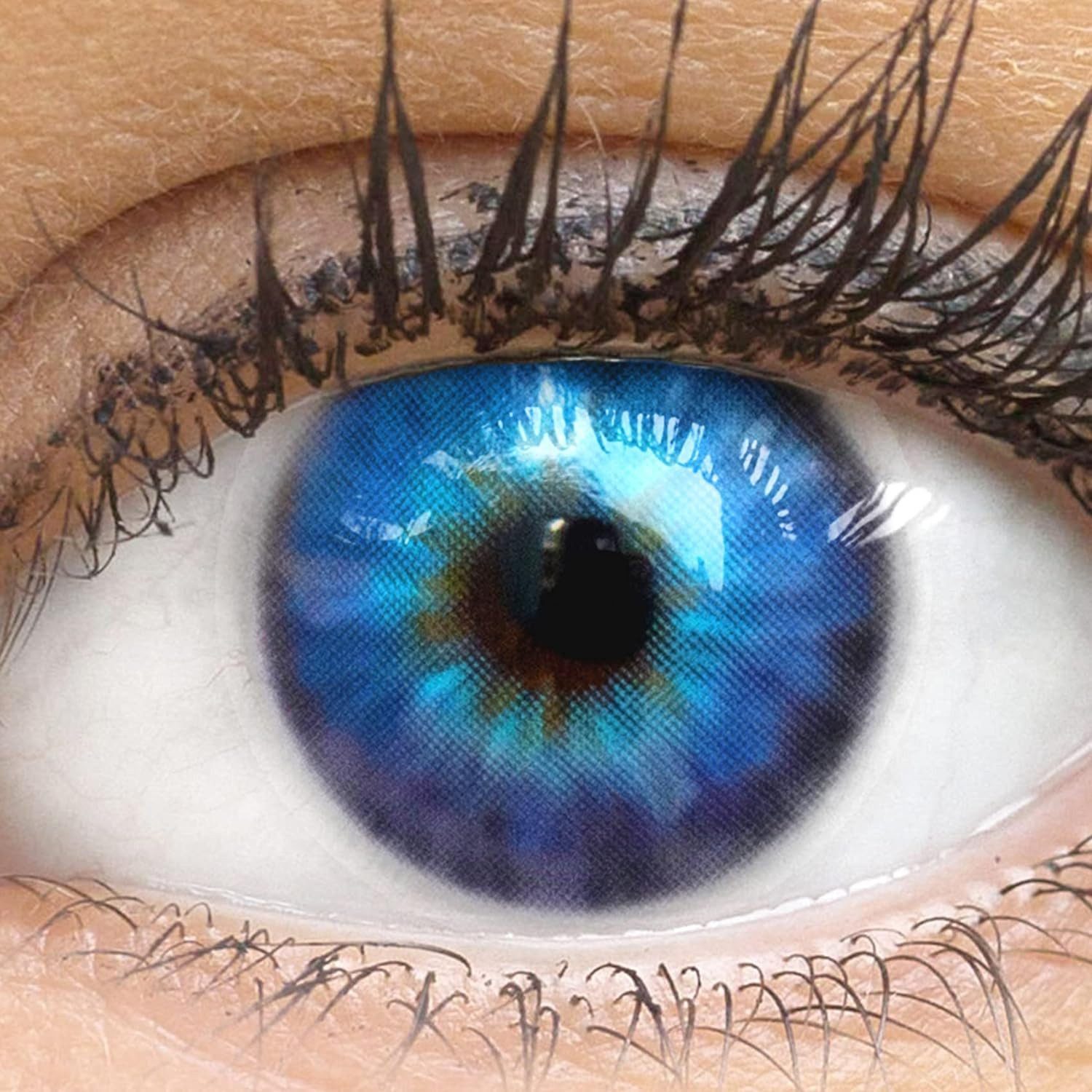 GLAMLENS Monatslinsen Stark deckende & natürliche blaue Linsen Cagliari Blue mit/ohne Stärke