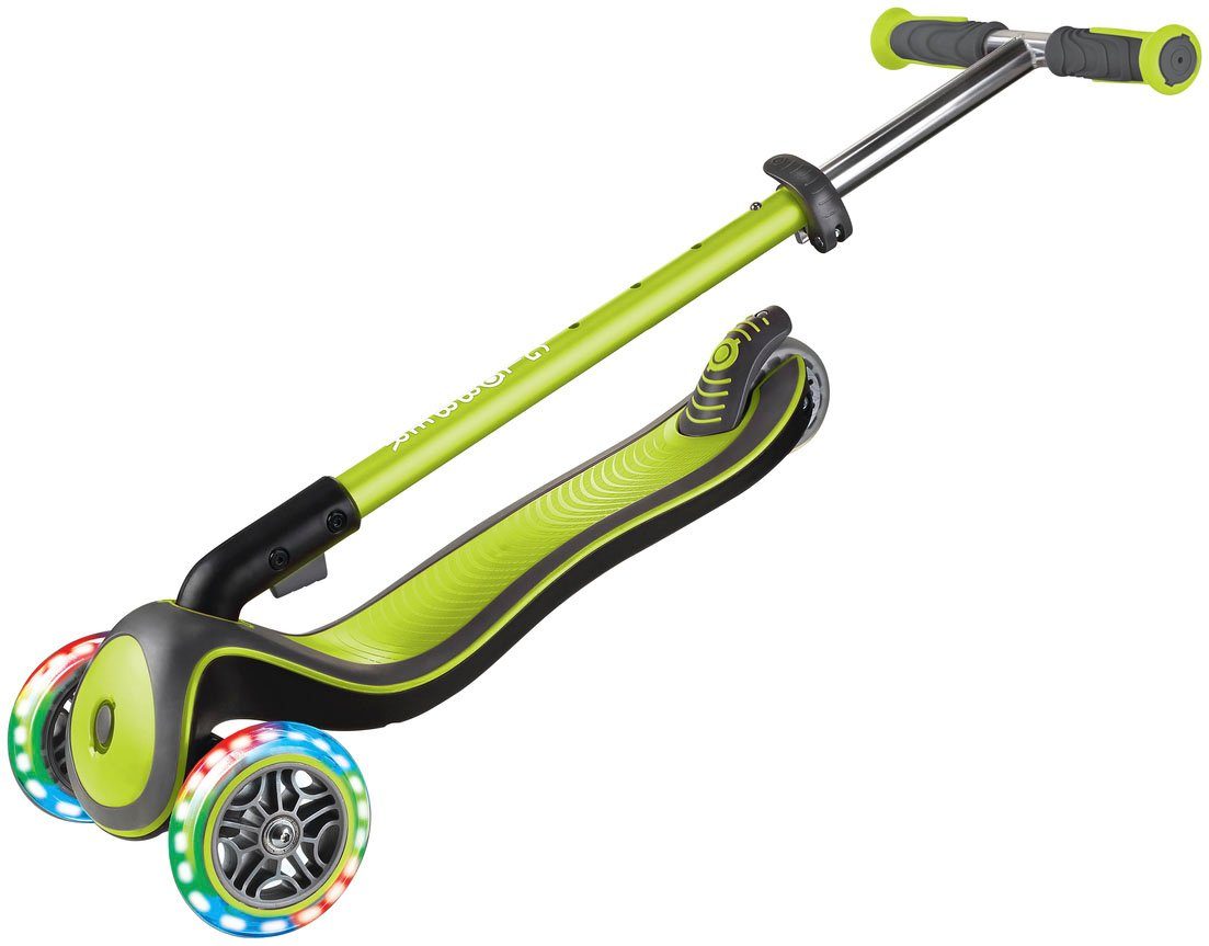 toys Globber LIGHTS, grün Leuchtrollen ELITE Dreiradscooter authentic DELUXE & mit sports