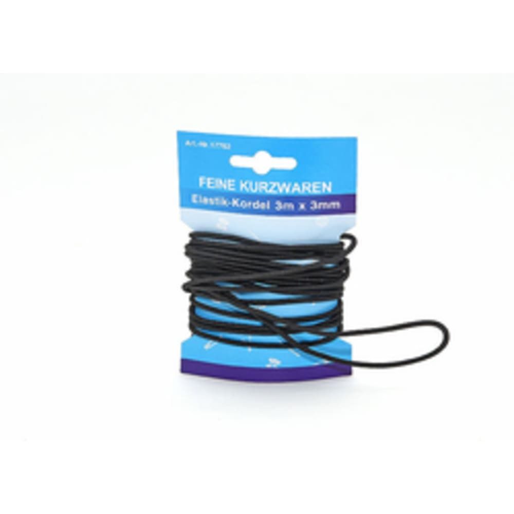 HundB Gummiband Elastik Kordel Rundgummi 3 mm Schwarz 3 m Nähband Gummiband, Gummiband Elastikband Kordel Stretchband Hutgummi Schnur Seil