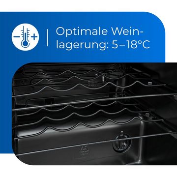 exquisit Weinkühlschrank WS1-12-GT-030G, für 14 Standardflaschen á 0,75l, klein und kompakt, platzsparende Lagerung Ihrer Weine