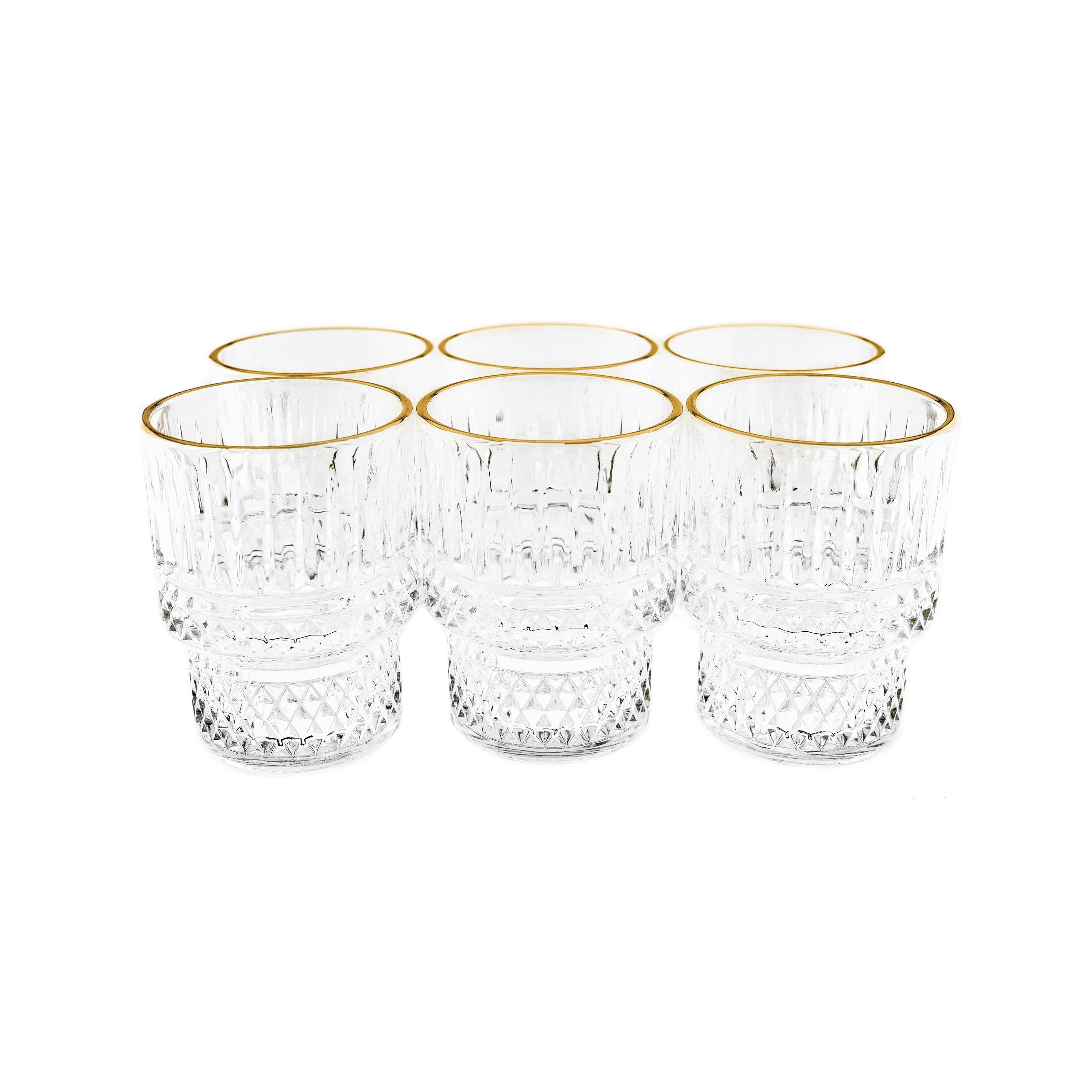 Sunay Gläser-Set 6-teilig mit Goldumrandung & Rifflemuster 175ml transparent, 6-tlg. – Bild 3 von 5