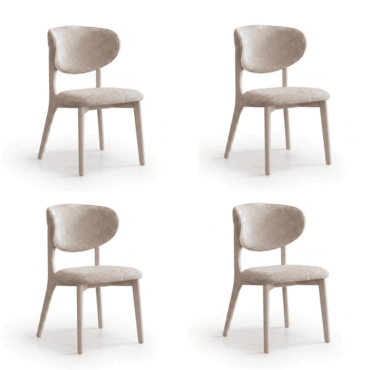 Xlmoebel Sitzgruppe Design Stühle Set Luxus Polsterstuhl Beige Modern Bouclé Küchenstuhl, (4-tlg., 4er-Set)