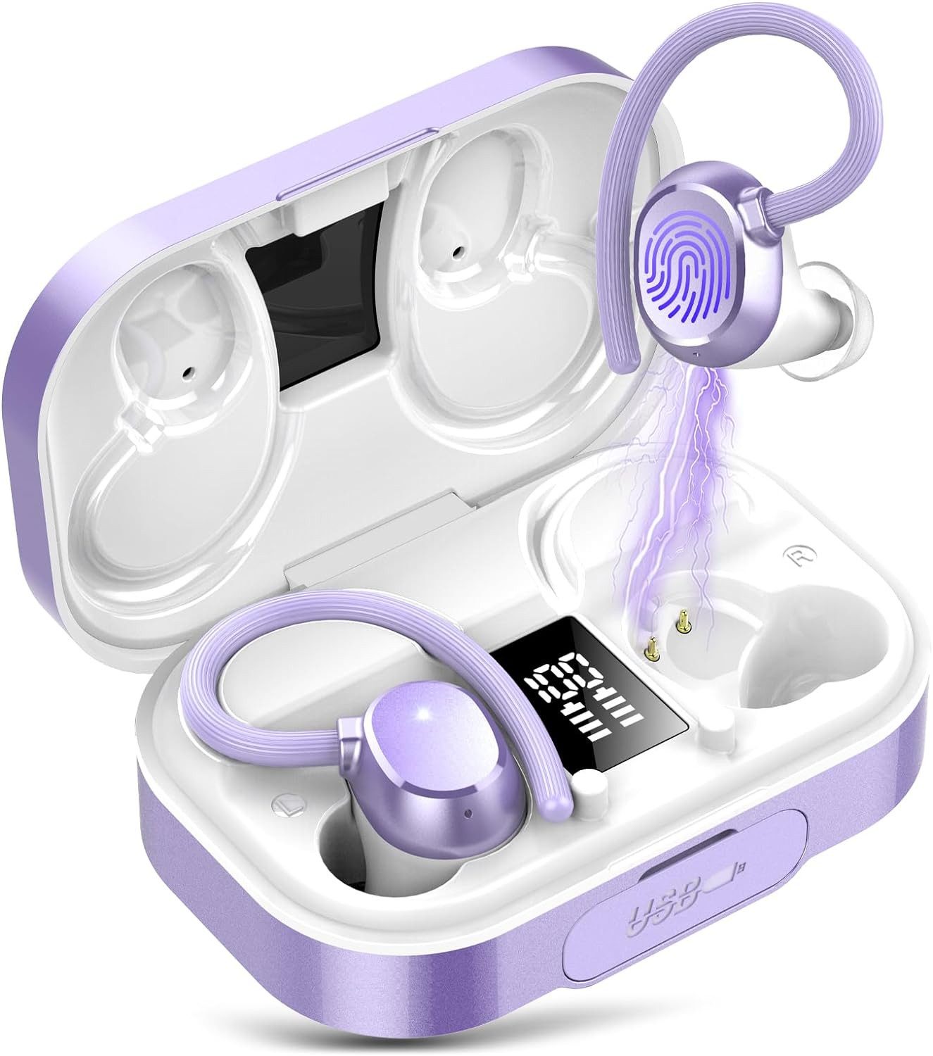 IKG Kabellos Bluetooth 5.3 Ohrhörer LED-Anzeige USB-C In-Ear-Kopfhörer  (Lange Akkulaufzeit von 120 Stunden mit schnellem Laden für  unterbrechungsfreien Musikgenuss., mit 4 Mic, 120H Spielzeit, 2024 Neue  Weicher Ohrbügel, IP7 Wasserdicht)