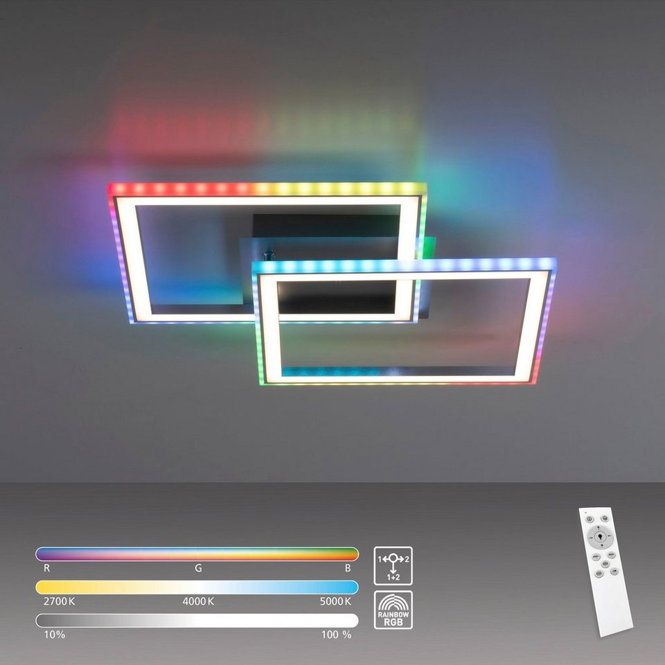 integriert, RGB, LED dimmbar, Memoryfunktion, - my Sidelight: home warmweiß schaltbar, Luan, Deckenleuchte Rainbow-RGB Infrarotfernbedienung, mit Downlight: LED kaltweiß, und warmweiß-kaltweiß fest getrennt