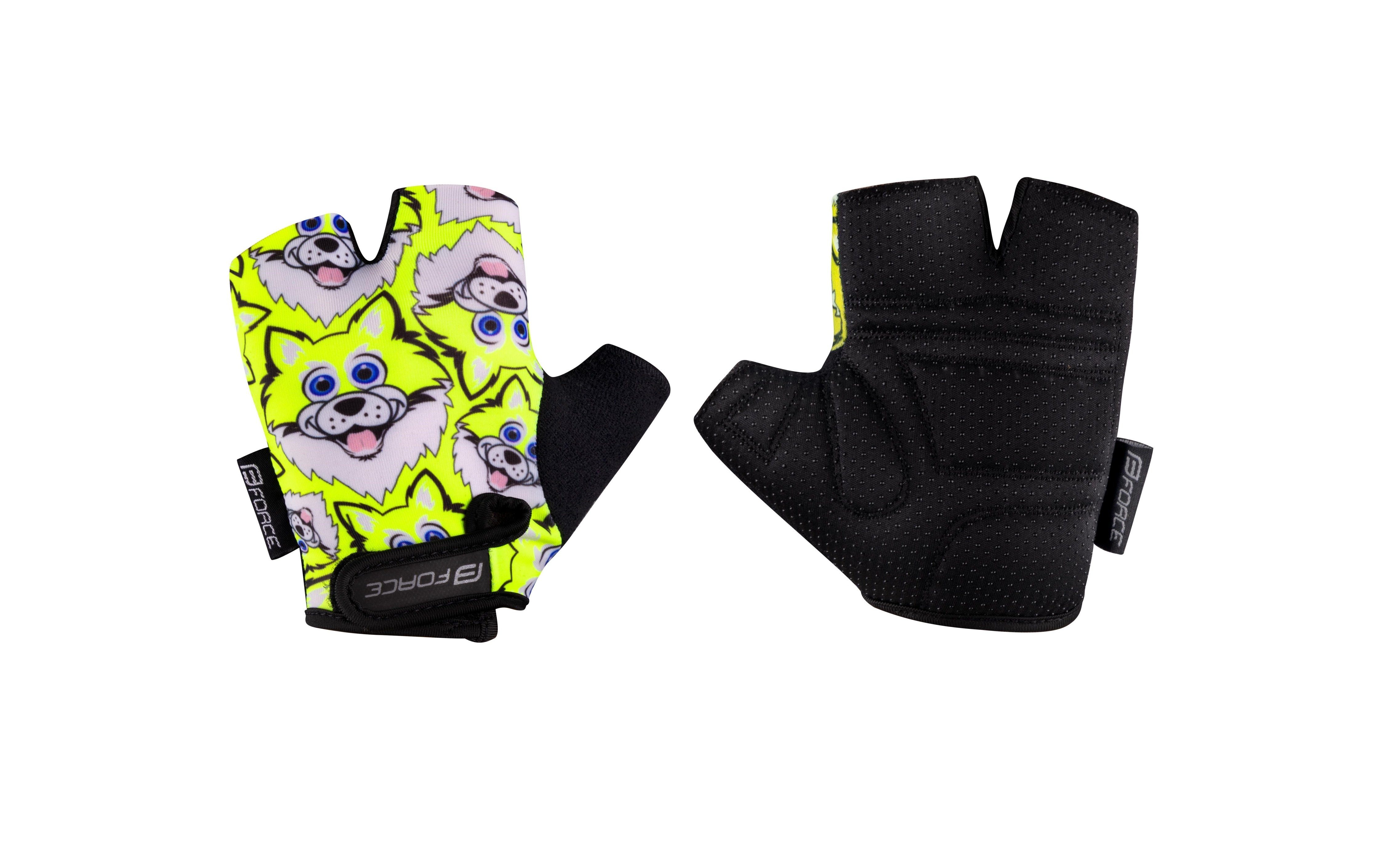 Fahrradhandschuhe FORCE KID Handschuhe FORCE gelb-weiss WOLFIE