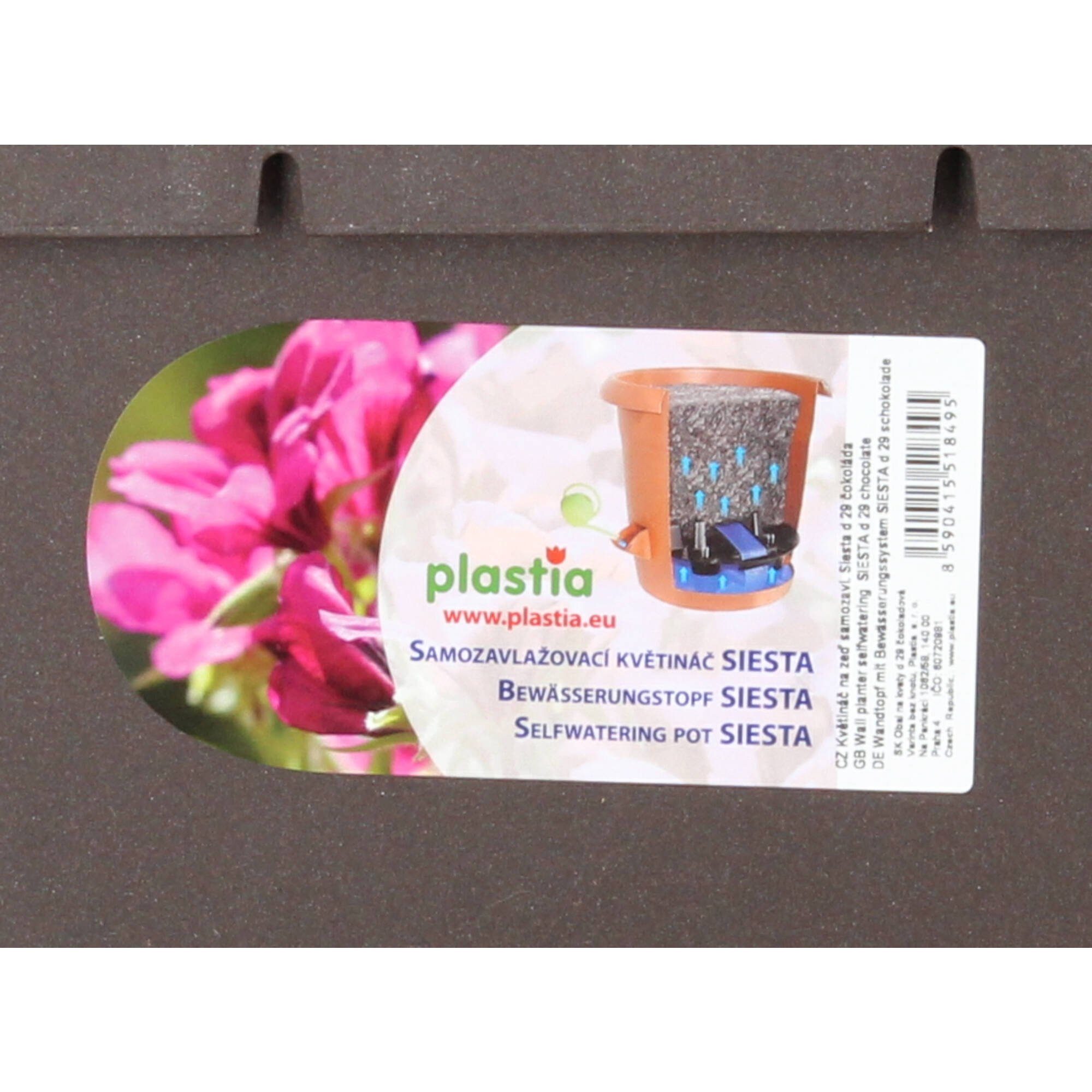 Übertopf Siesta braun Wandbefestigung Bewässerungssystem St) PLASTIA (1
