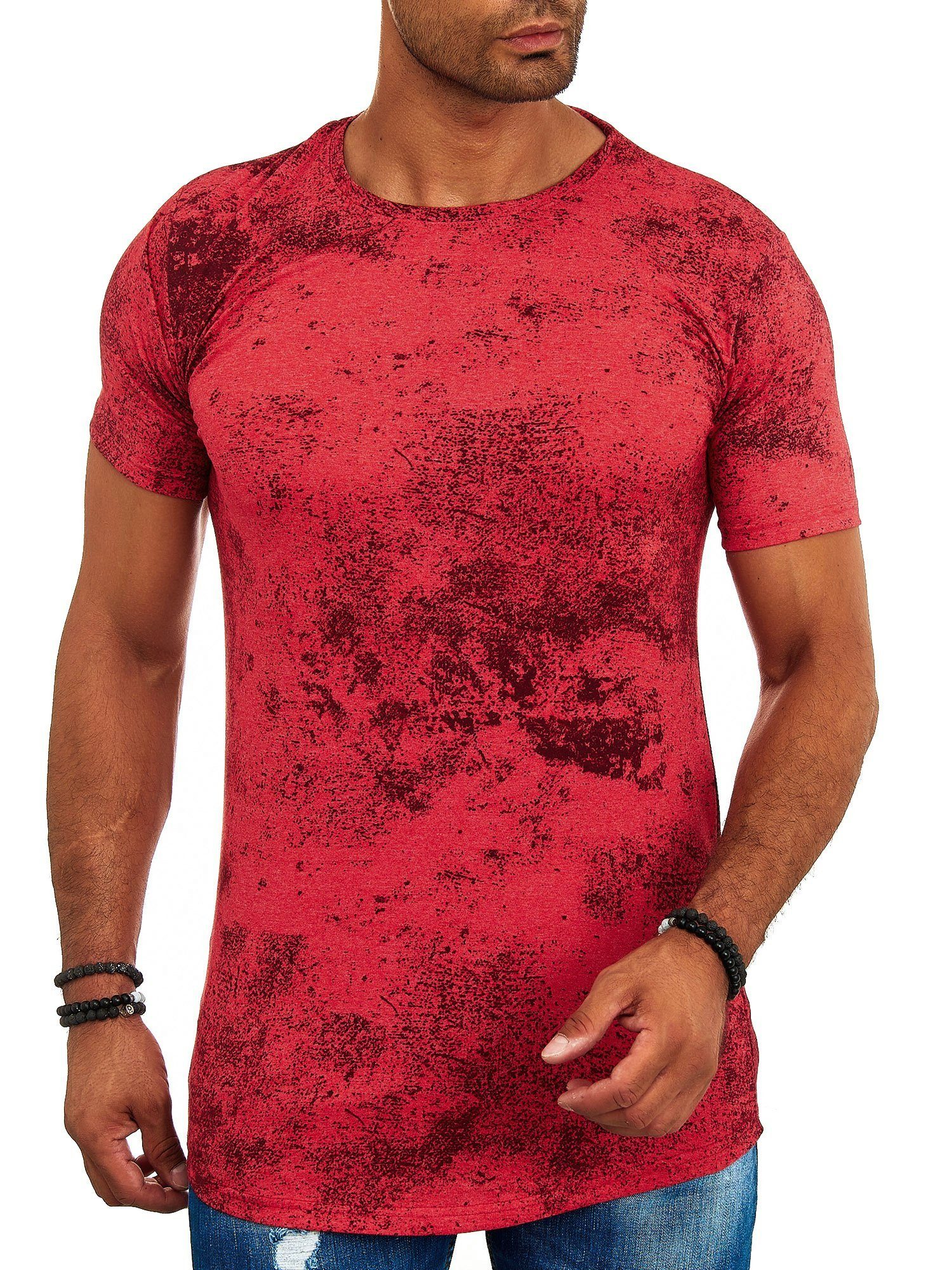 OneRedox T-Shirt TS-1539 (Shirt Polo Kurzarmshirt Tee, 1-tlg) Fitness Freizeit Casual Rot