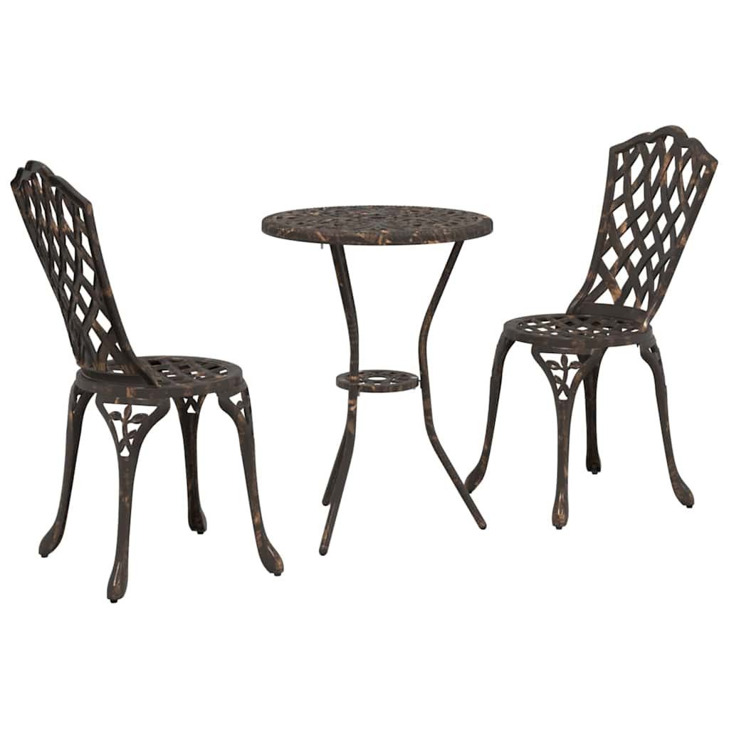vidaXL Gartenlounge-Set Garten Bistro Set 3 pcs Bronze Aluminium, (3-tlg)