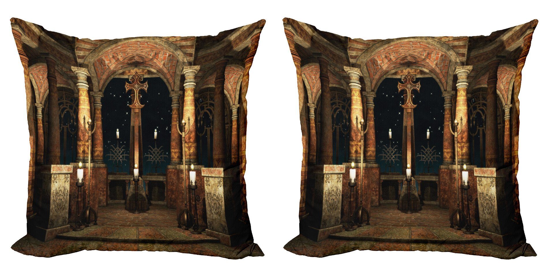 Kissenbezüge Modern Accent Doppelseitiger Digitaldruck, Abakuhaus (2 Stück), gotisch Halle Säulen