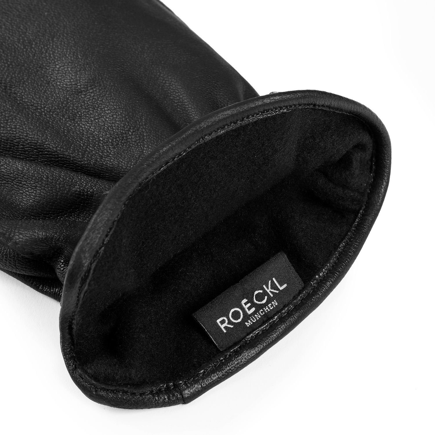 000-black Fleece sportive Lederhandschuhe Roeckl Handschuhe Futter Roeckl mit Leder Herren