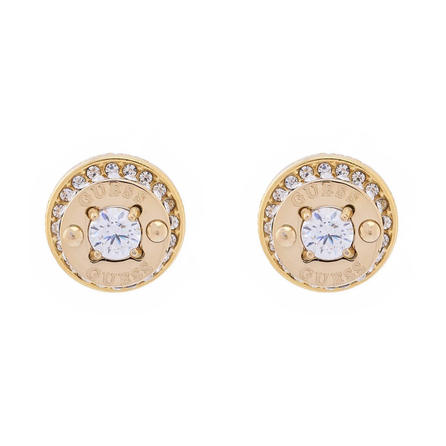 Guess Paar Ohrstecker JUBE05557JWYGT/U, für Damen Coin Pave Goldfarben