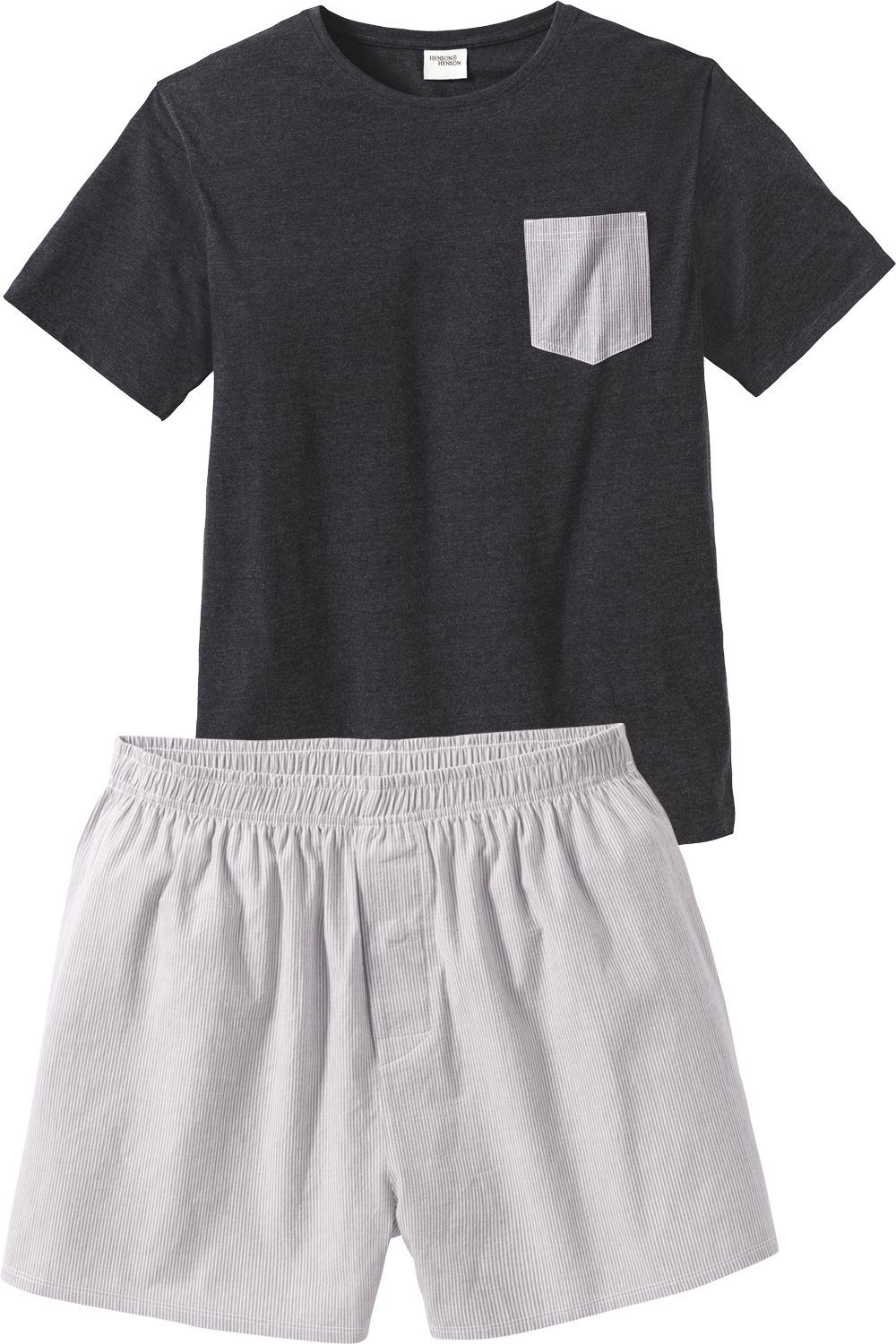 HENSON&HENSON Pyjama (Set, T-Shirt und Shorts) bequemer Schnitt mit elastischem Komfortbund anthrazit