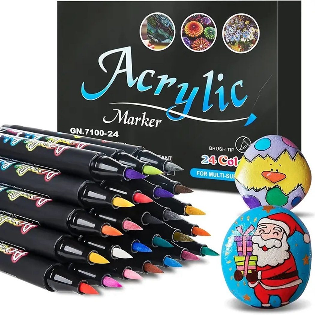 TUABUR Künstlerstift 24 Farben Acryl-Pinselstift, DIY-Malwerkzeug-Set, (24-tlg) | 