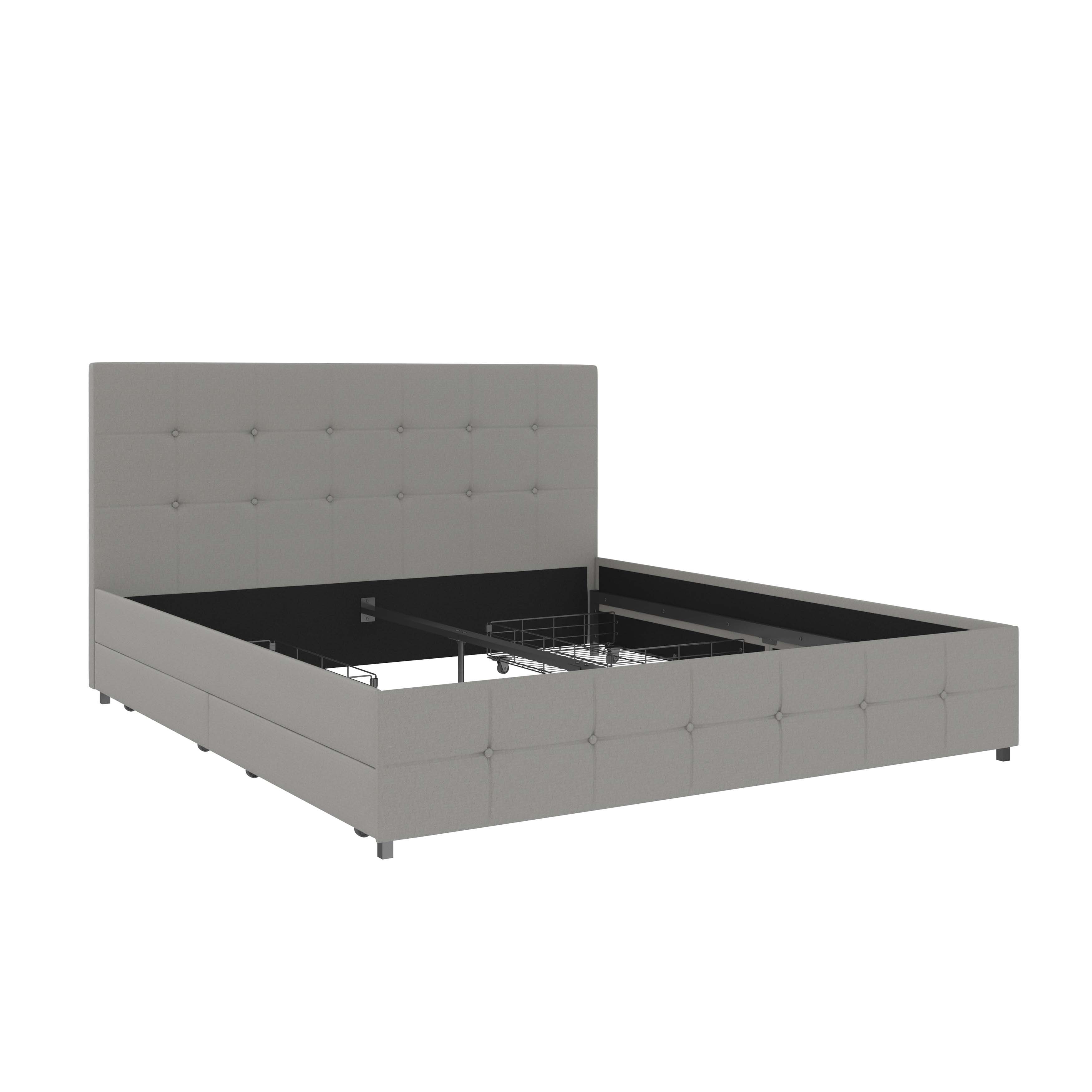 loft24 Polsterbett Lilly, Bettgestell mit Knopfheftung und Stauraum, 180x200 cm, Webstoff