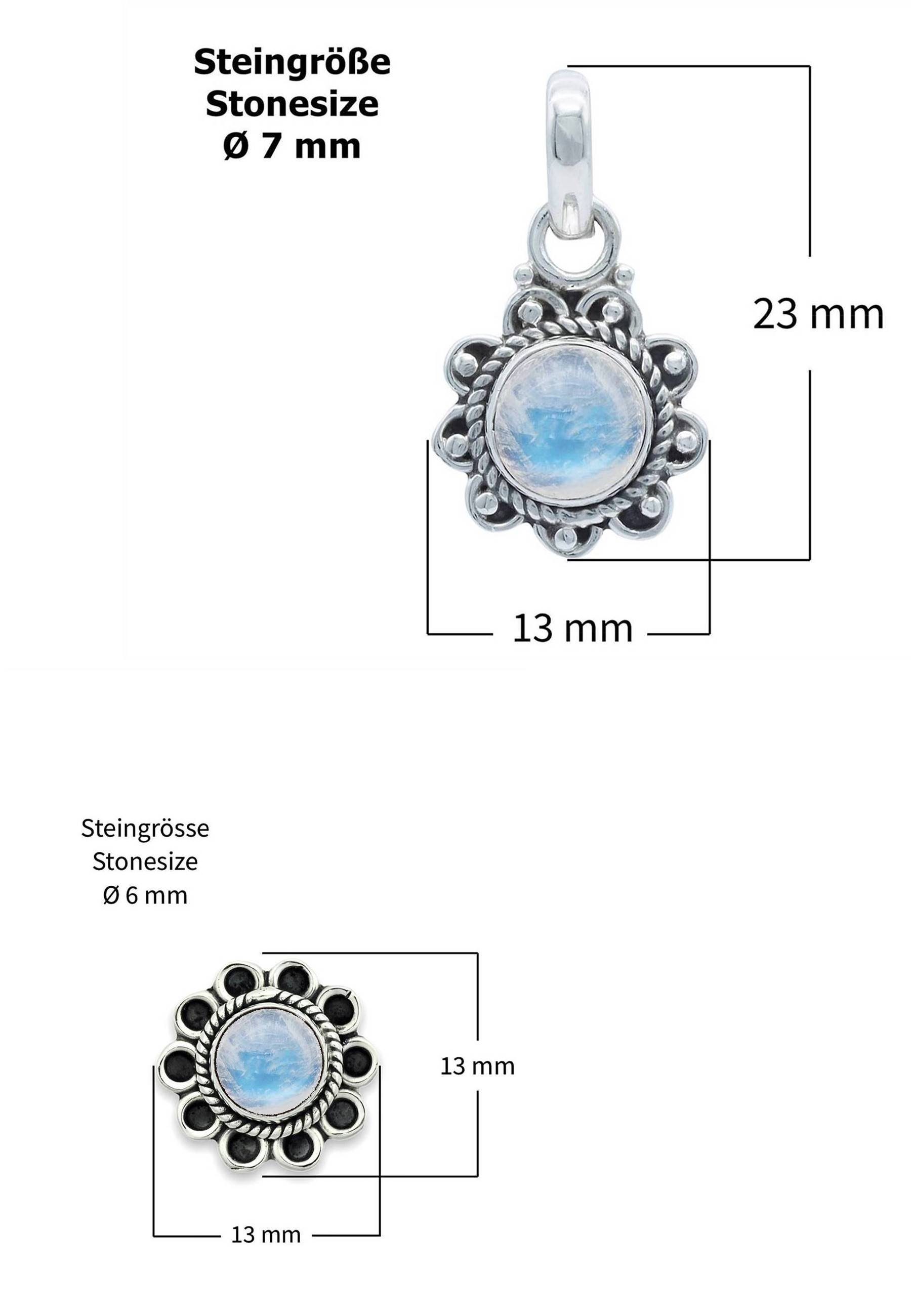 mantraroma Schmuckset 925er Silber mit Regenbogen Mondstein (Schmuckset aus 925 Silber)