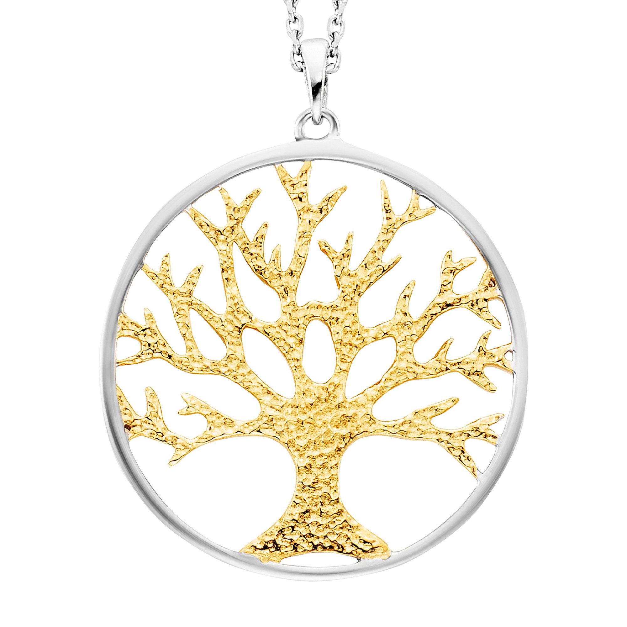 Julie Julsen Kette mit Anhänger 925/- Sterling Silber rhodiniert/vergoldet Motiv Lebensbaum