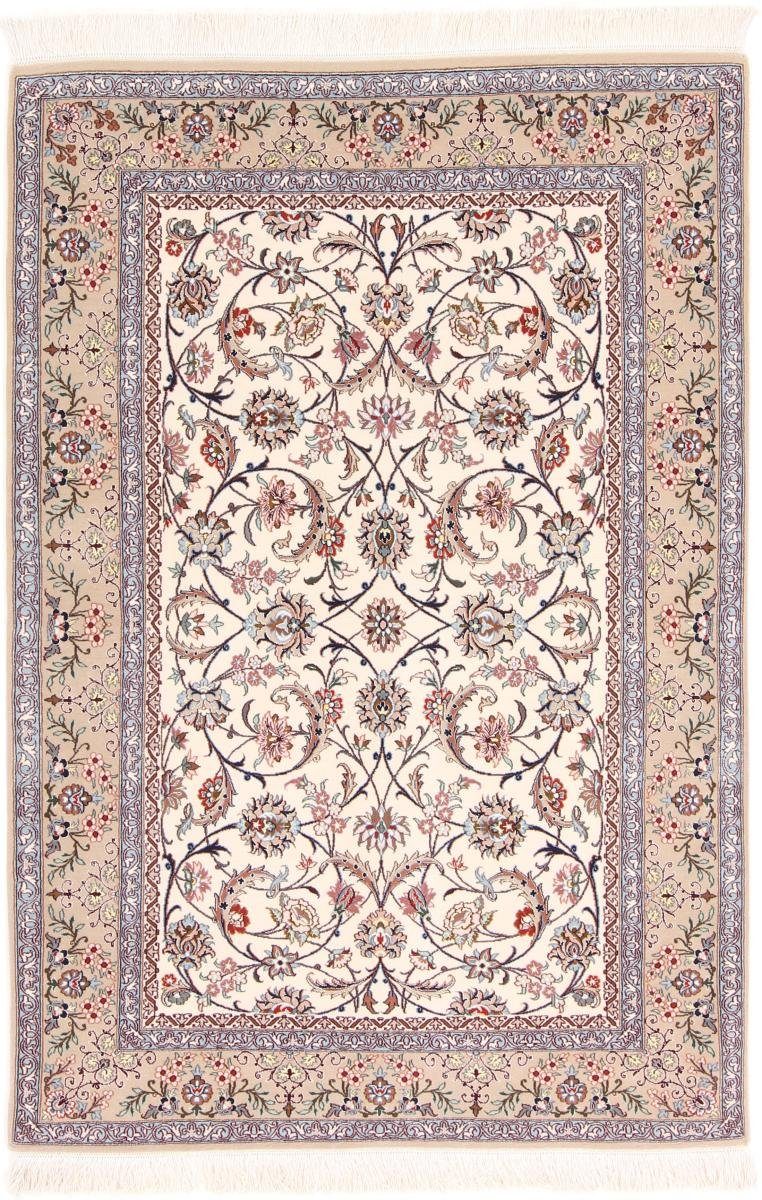 Orientteppich Isfahan Seidenkette 109x157 Handgeknüpfter Orientteppich, Nain Trading, rechteckig, Höhe: 6 mm