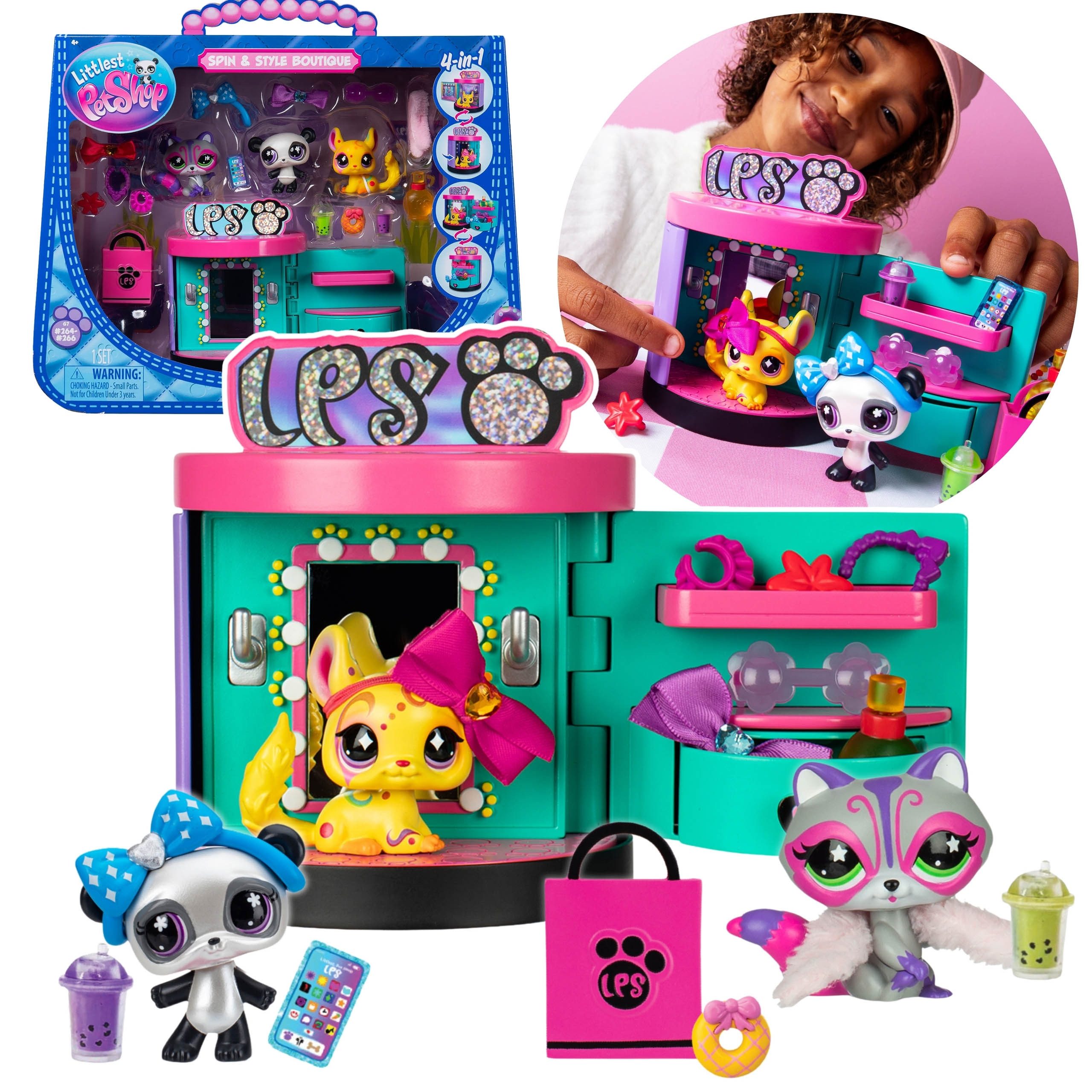 Sarcia.eu Spielfigur Littlest Pet Shop Boutique 3er Figuren Set Nr. 264–266 Zubehör