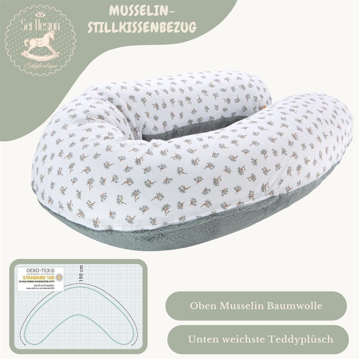 Bezug, SEI Schwangerschaftskissen 100% mit Kuschelnest Design Seitenschläferkissen Babynestchen Stillkissen XXL, Baumwolle Musselin