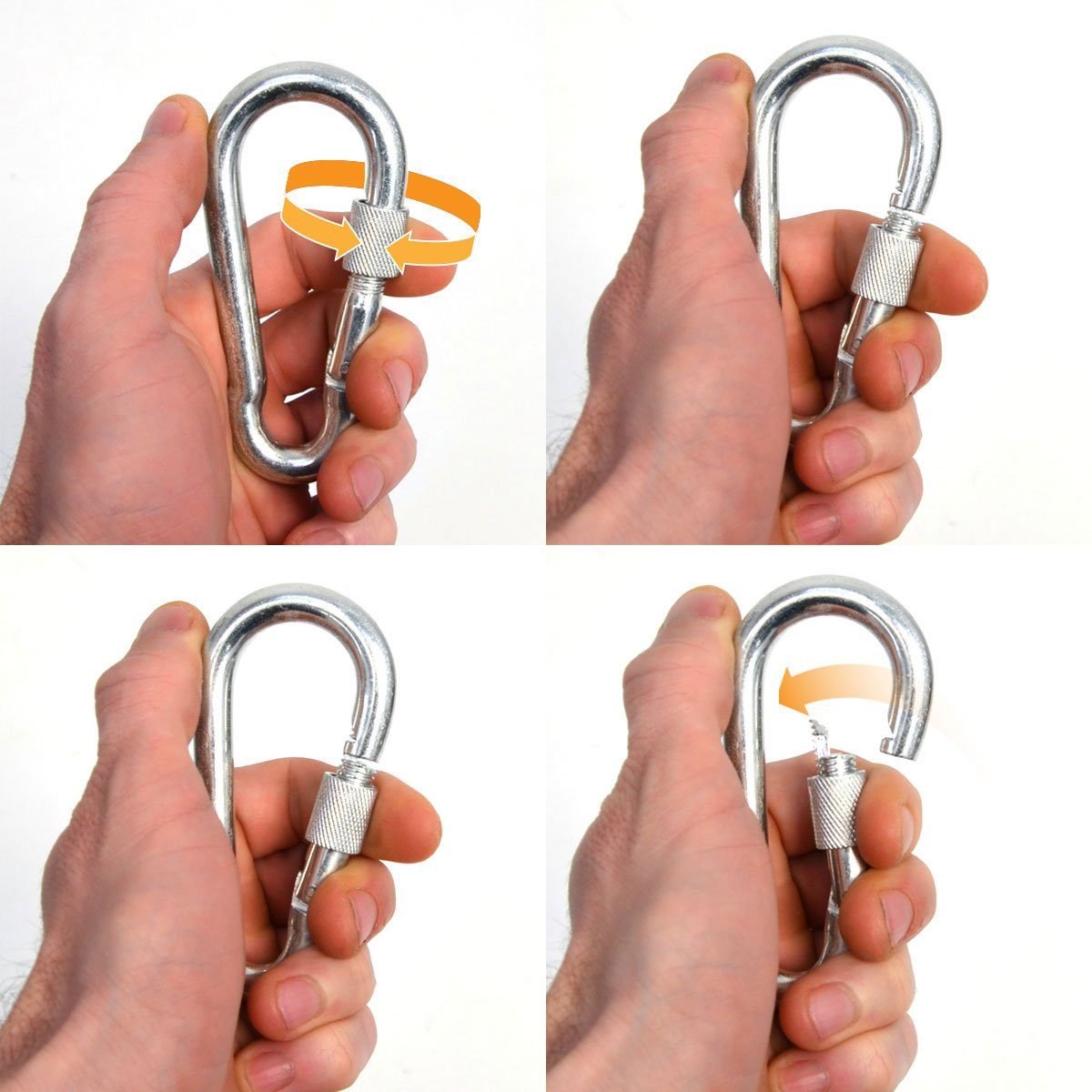 AMANKA Hängesessel Aufhängung - 2 x 50 cm Schwerlast Kette mit Karabinern bis 230 kg, Befestigungsset Hängematte - Schaukelbefestigung - Verlängerungskette – Bild 3 von 5