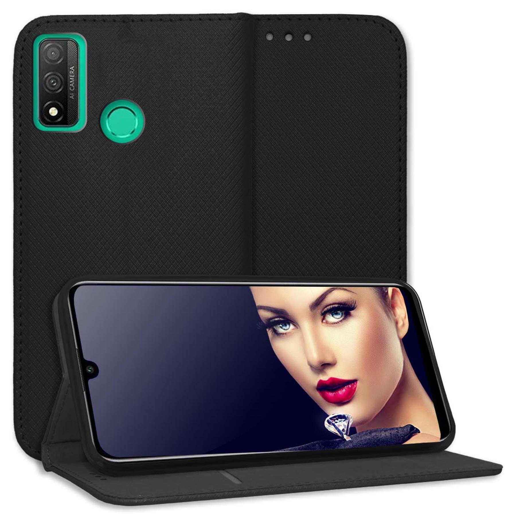 mtb more energy Smartphone-Hülle Smart Magnet für Huawei P Smart 2020, Schwarz, Bookstyle Klapphülle Cover Wallet Case aus Kunstleder