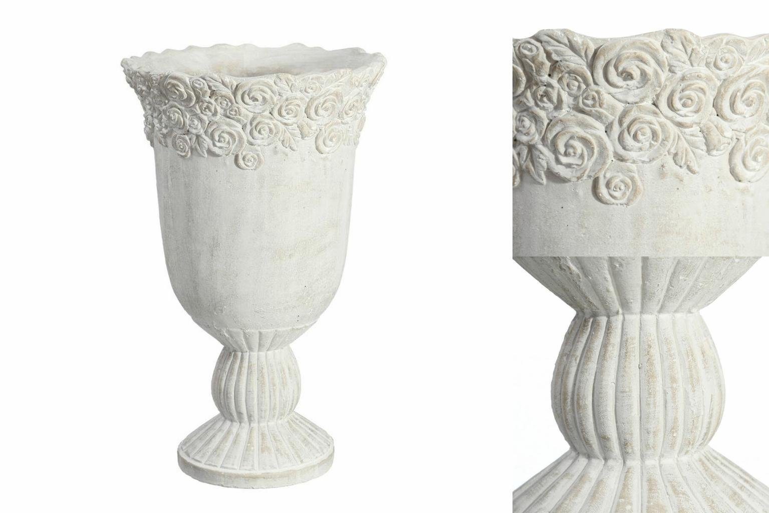 Bigbuy Dekovase Vase 31 x 31 x 47,5 cm Zement Weiß