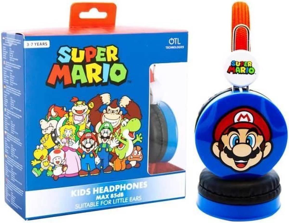 OTL Super Mario Kinder-Kopfhörer 85 Headset für DB) Kinder Kopfband) mit verstellbarem und Lautstärkebegrenzung Stereo (max