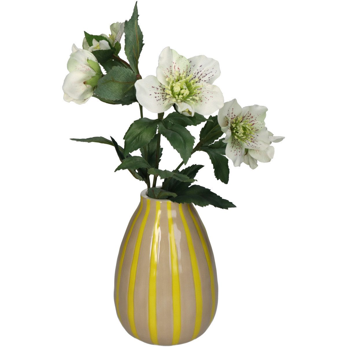 Kersten BV Dekovase Beige und Gelb Gestreift (1 St), 12 x 12 x 18 cm